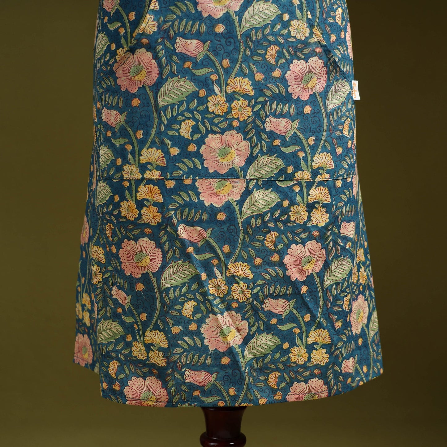 Blue - sanganeri hand block print apron with pocket 12