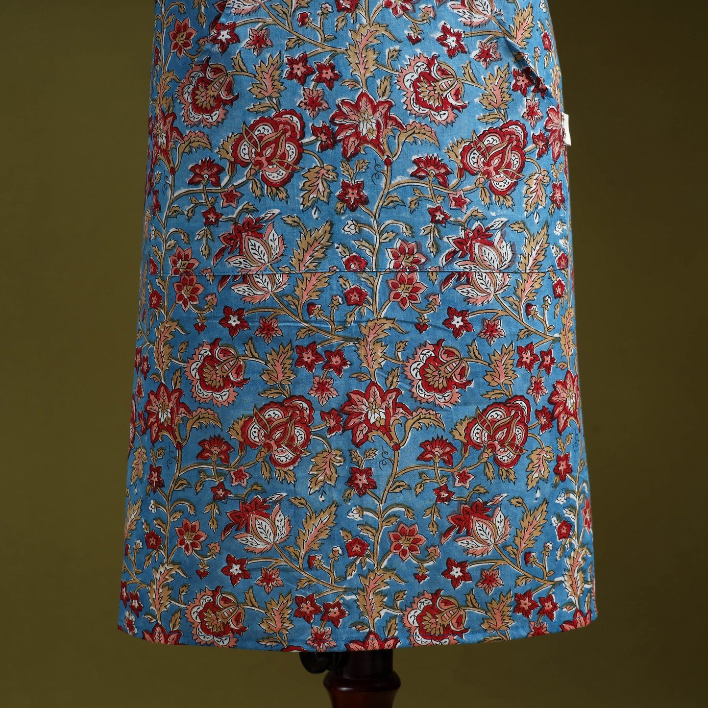 Blue - sanganeri hand block print apron with pocket 34
