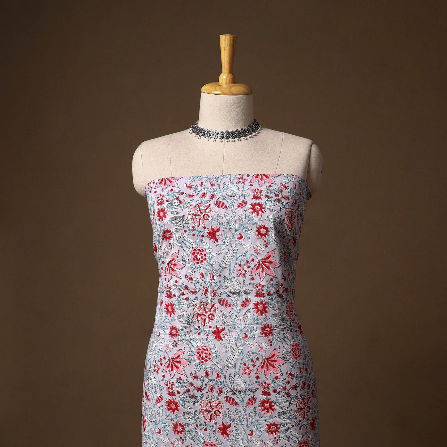 Blue - sanganeri hand block print cotton 2pc unstitched