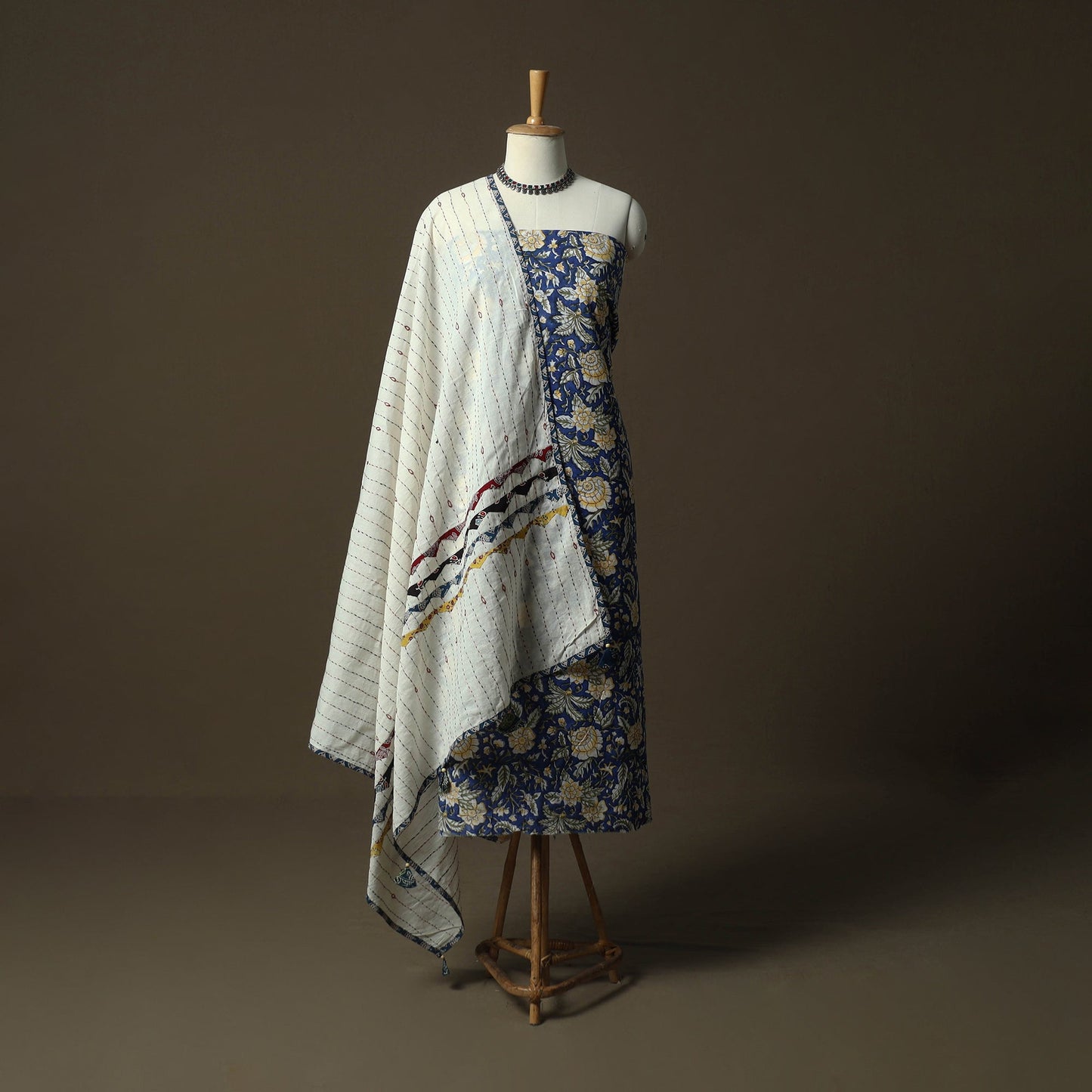 Sanganeri hand block print cotton 2pc unstitched dress
