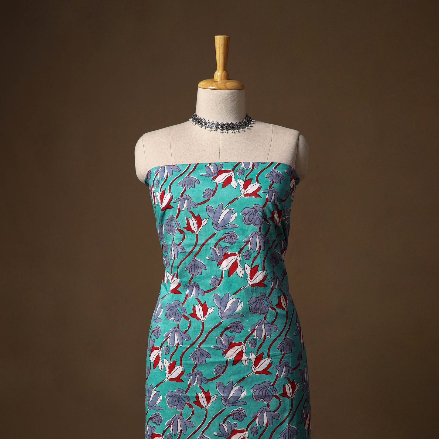 Blue - sanganeri hand block print cotton 2pc unstitched