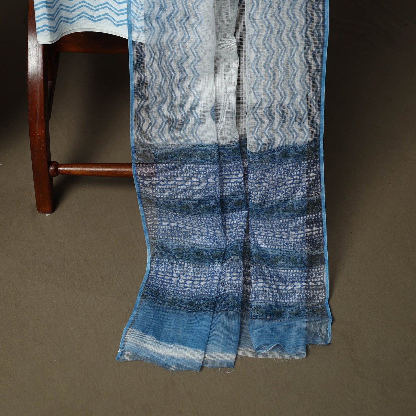 Sanganeri hand block print cotton 3pc unstitched dress