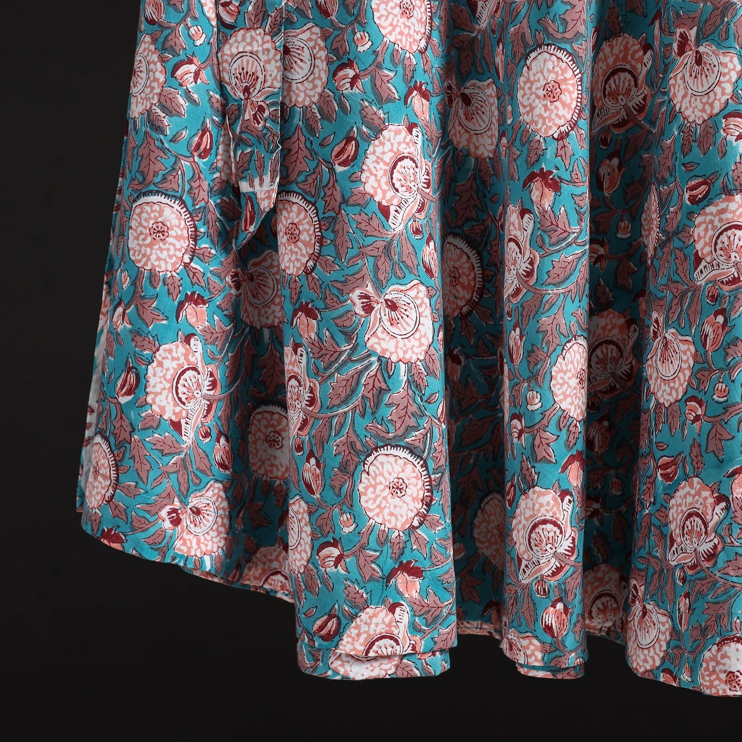 Sanganeri hand cotton wrap around skirt 56 - handcrafted