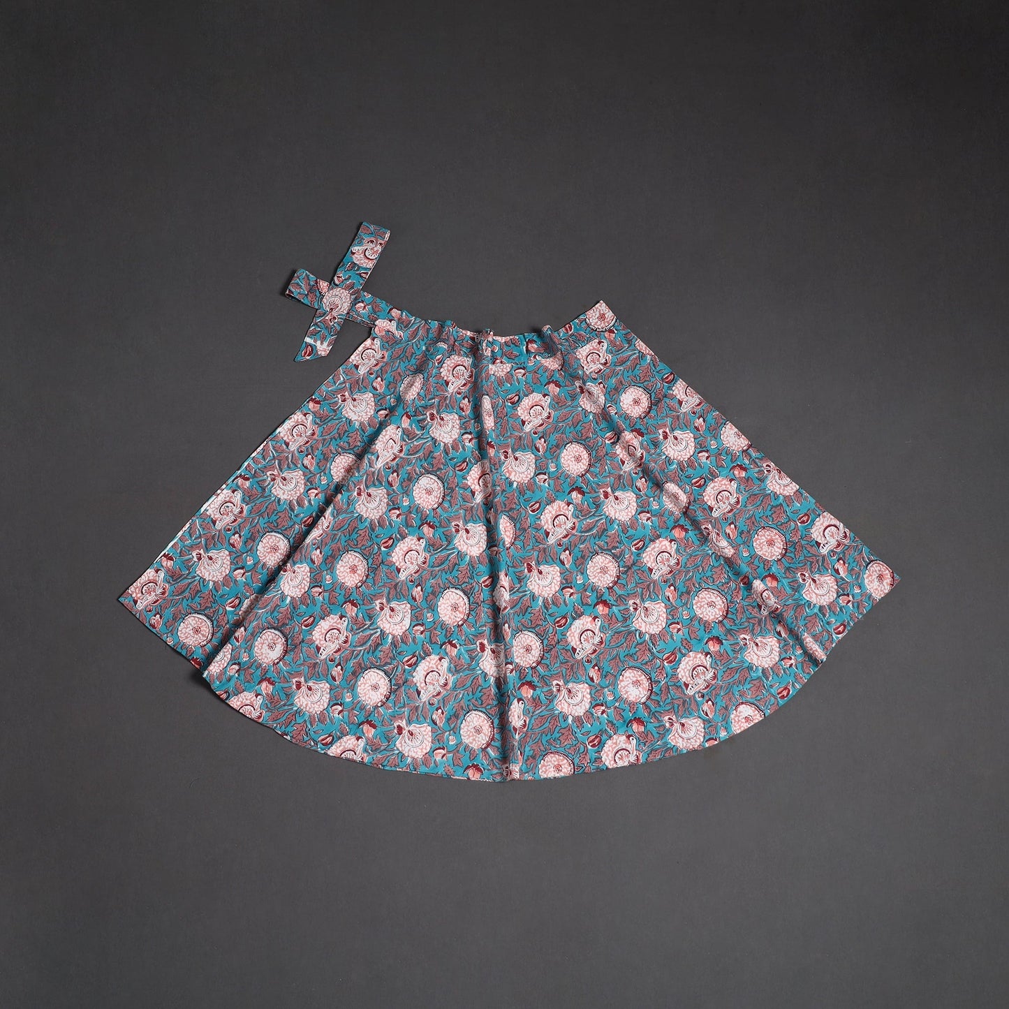 Sanganeri hand cotton wrap around skirt 56 - handcrafted