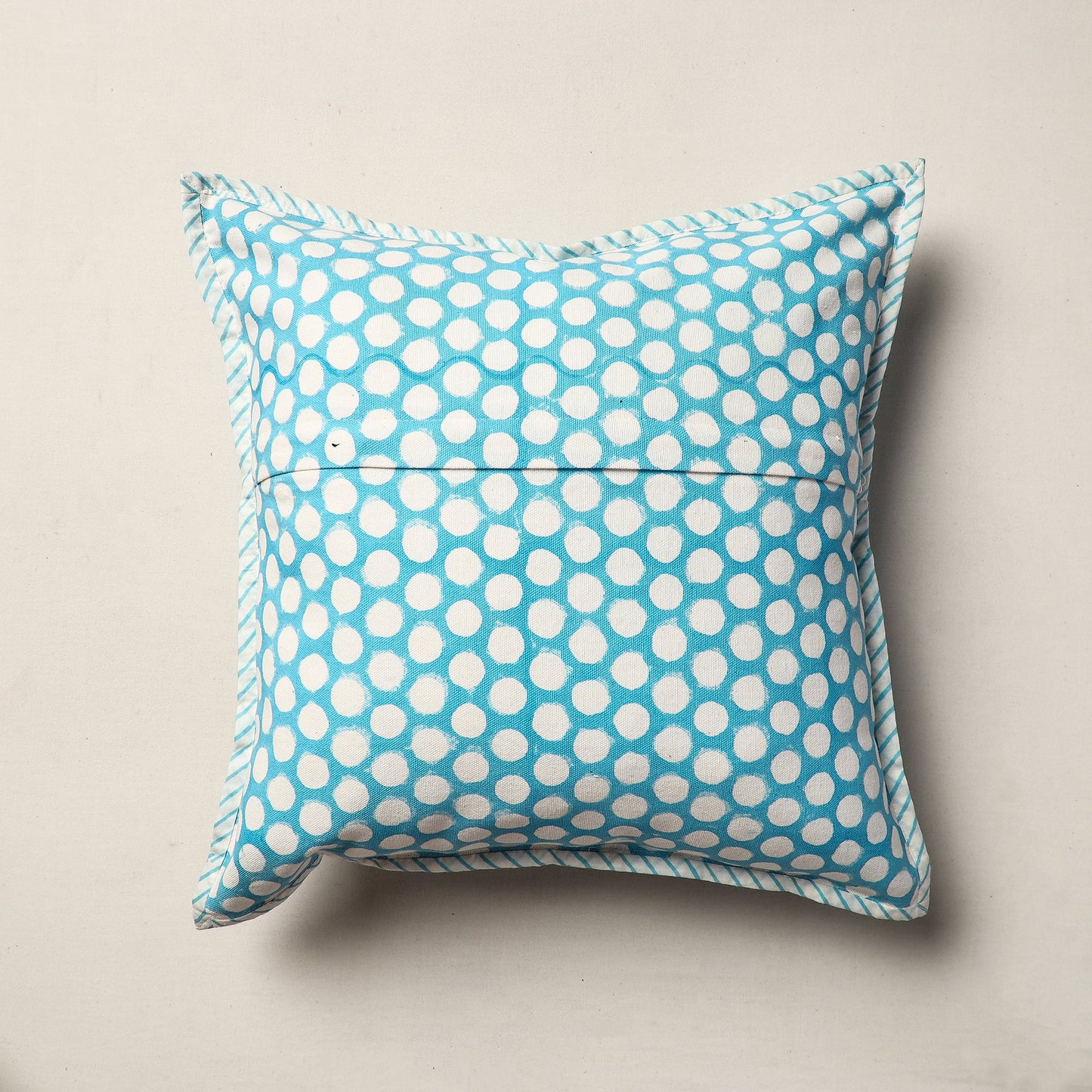 Blue Sanganeri Block Printed Canvas Cotton Cushion Cover