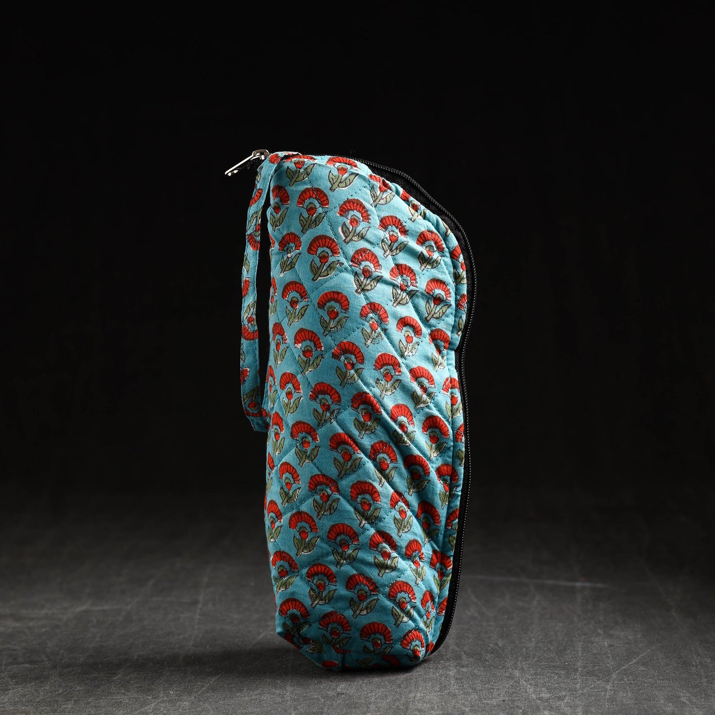 Blue Sanganeri Block Printed Cotton 1L Water Bottle Cover