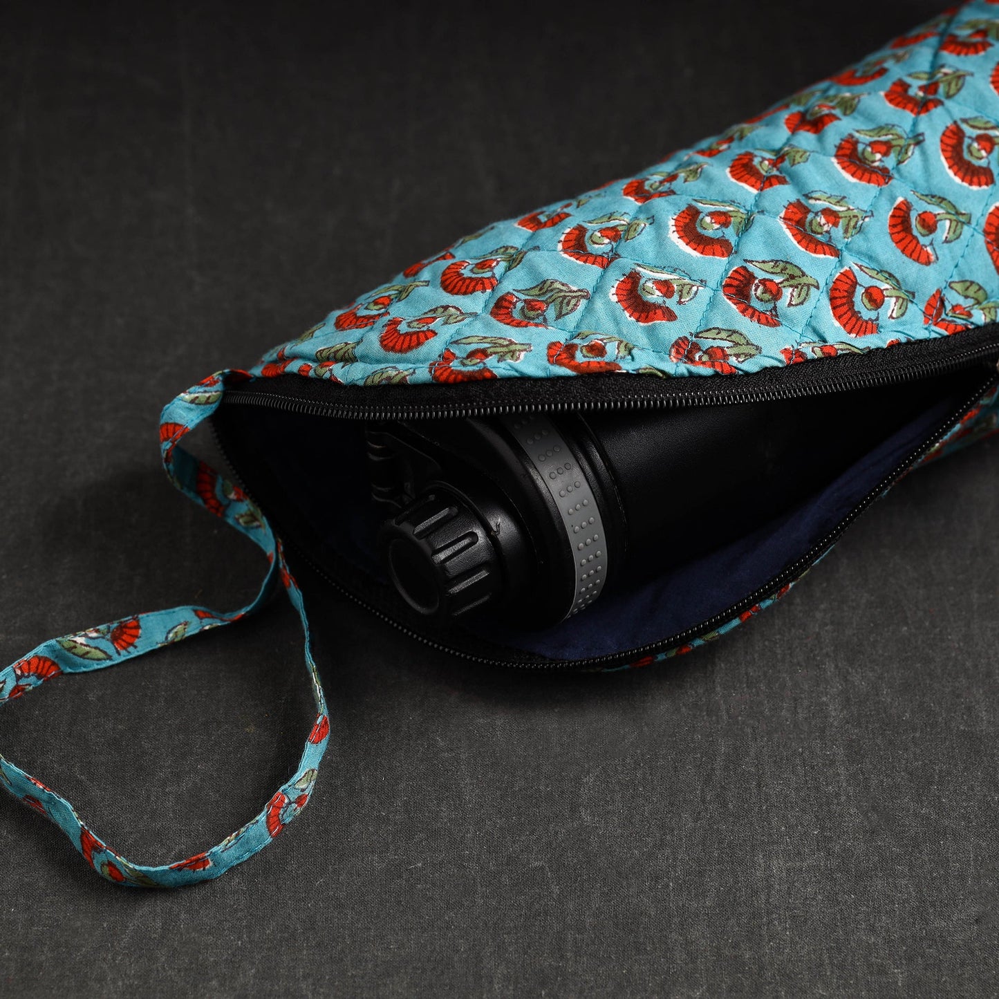 Blue Sanganeri Block Printed Cotton 1L Water Bottle Cover