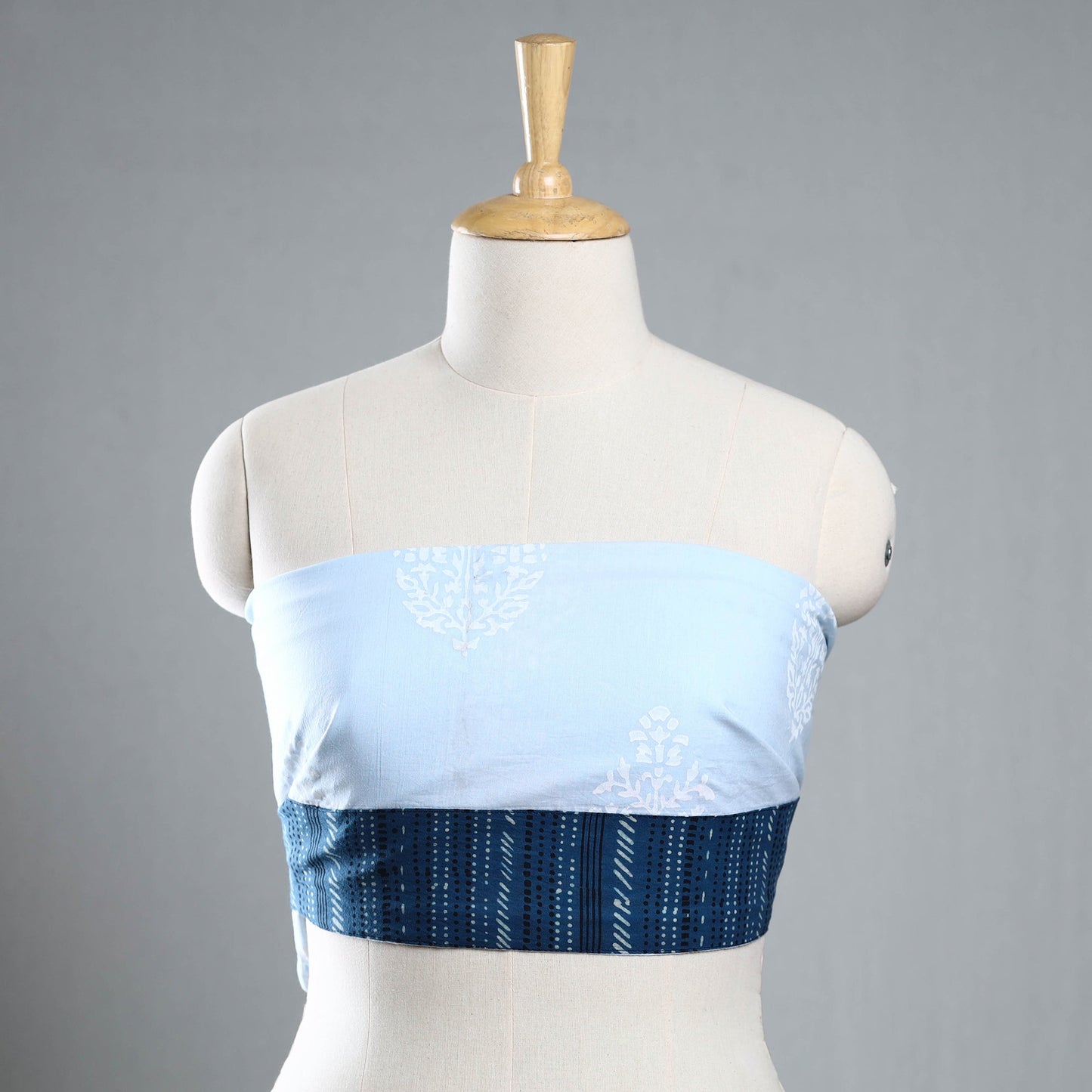 Blue - sanganeri printed cotton blouse piece 23