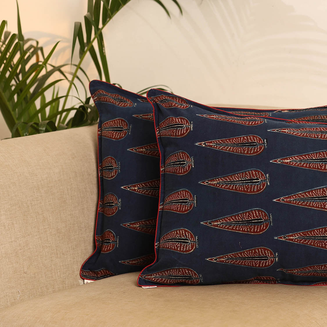 Blue - set of 2 hand pillow covers 24 - handcrafted