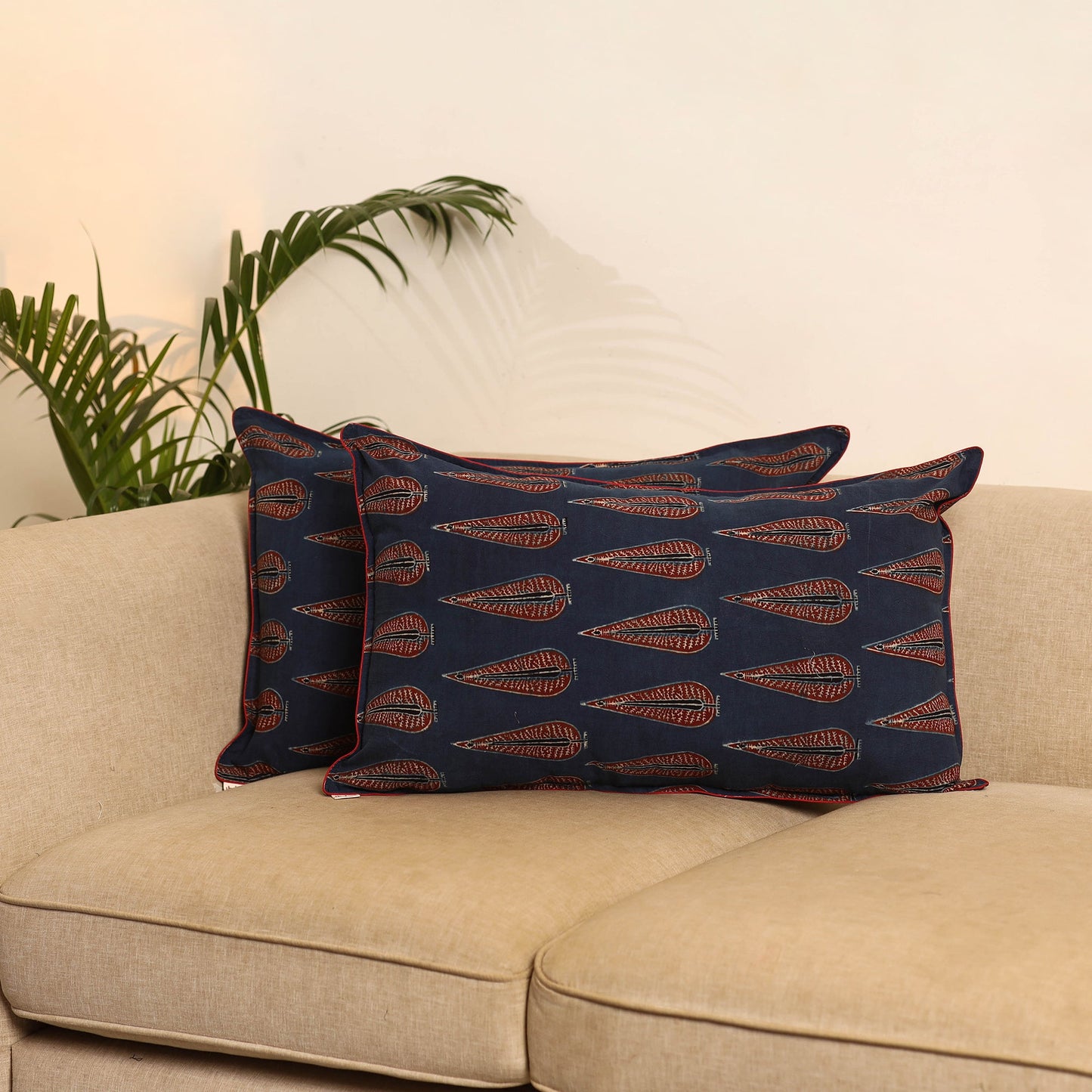 Blue - set of 2 hand pillow covers 24 - handcrafted