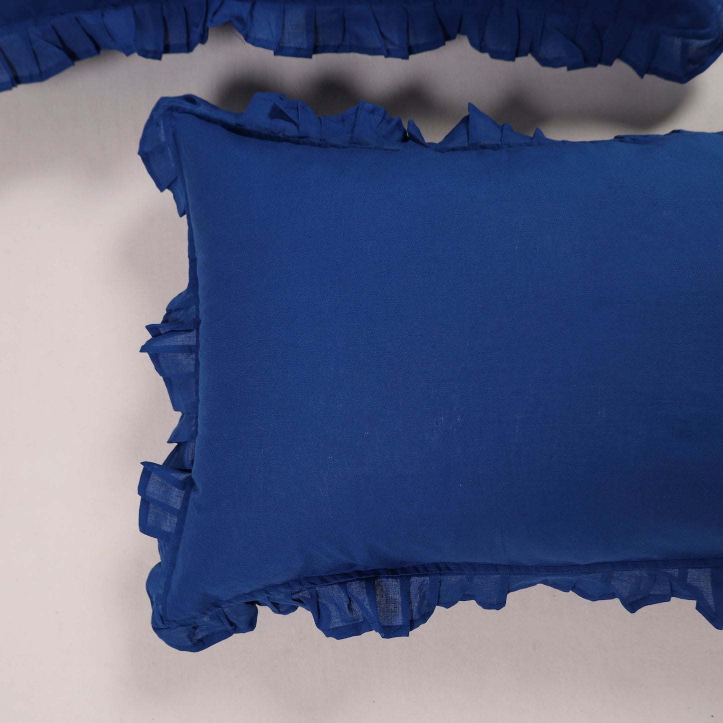 Blue - set of 2 handcrafted cotton frill pillow covers 12