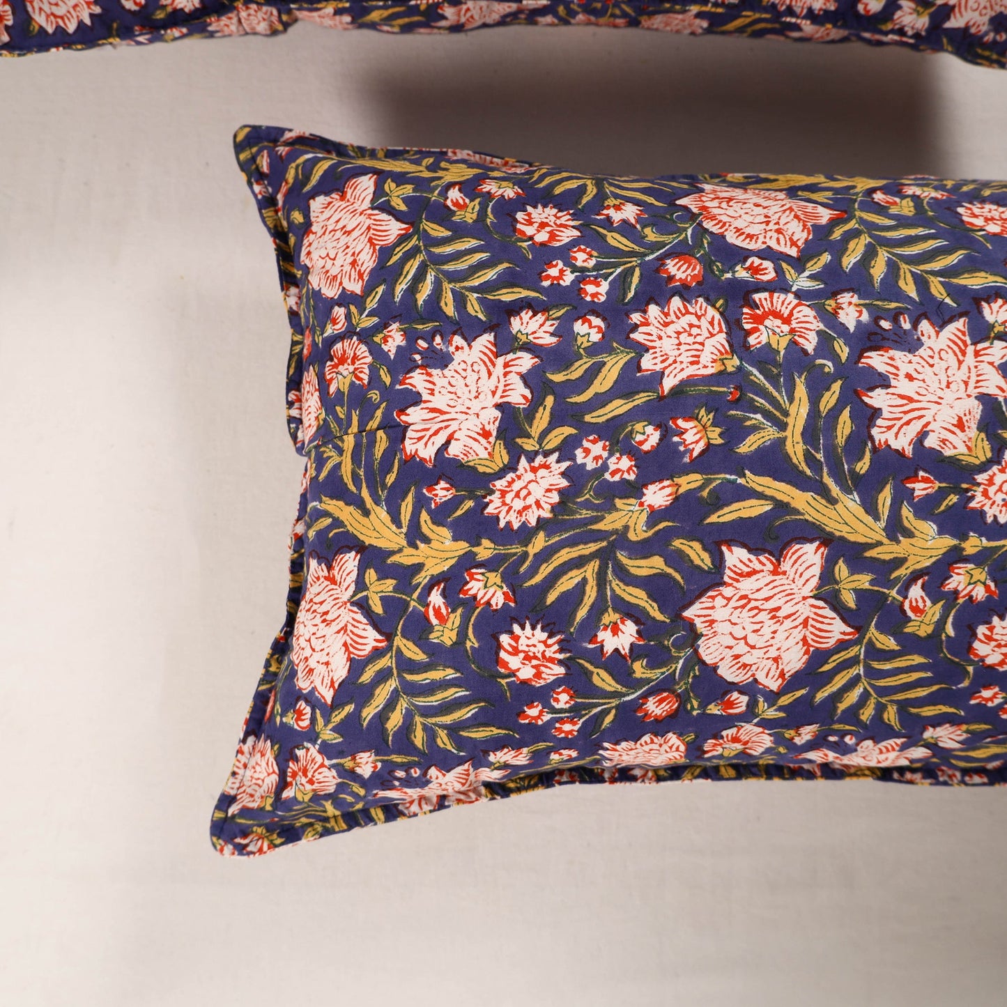 Blue - set of 2 sanganeri cotton pillow covers 34