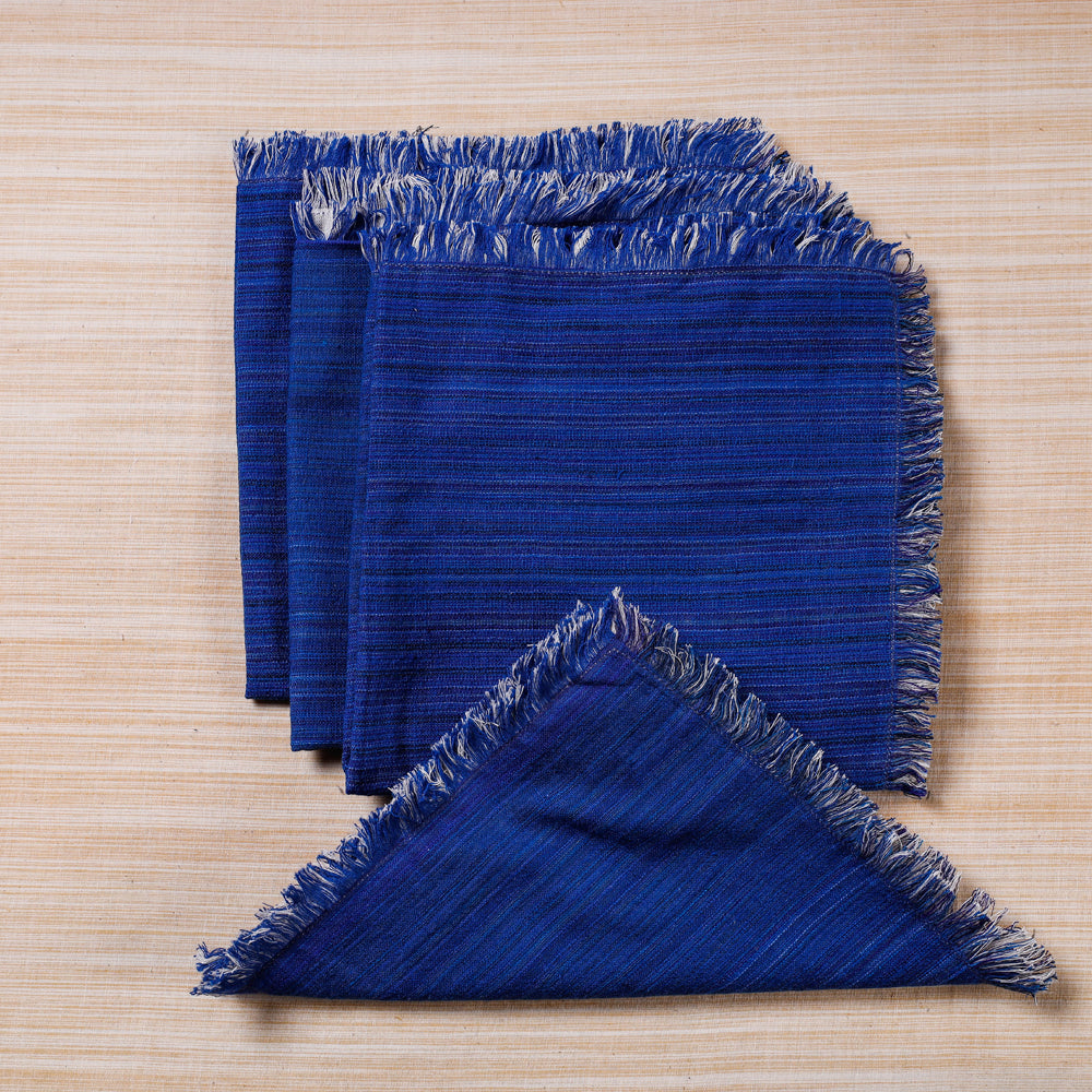 Blue Handspun Handwoven Double Side Pure Cotton Table Napkins