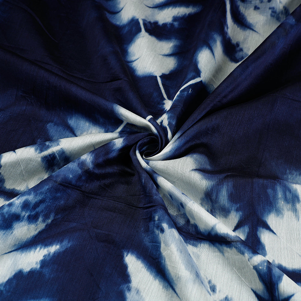 Blue Shibori Tie-Dye Chanderi Silk Handloom Precut Fabric