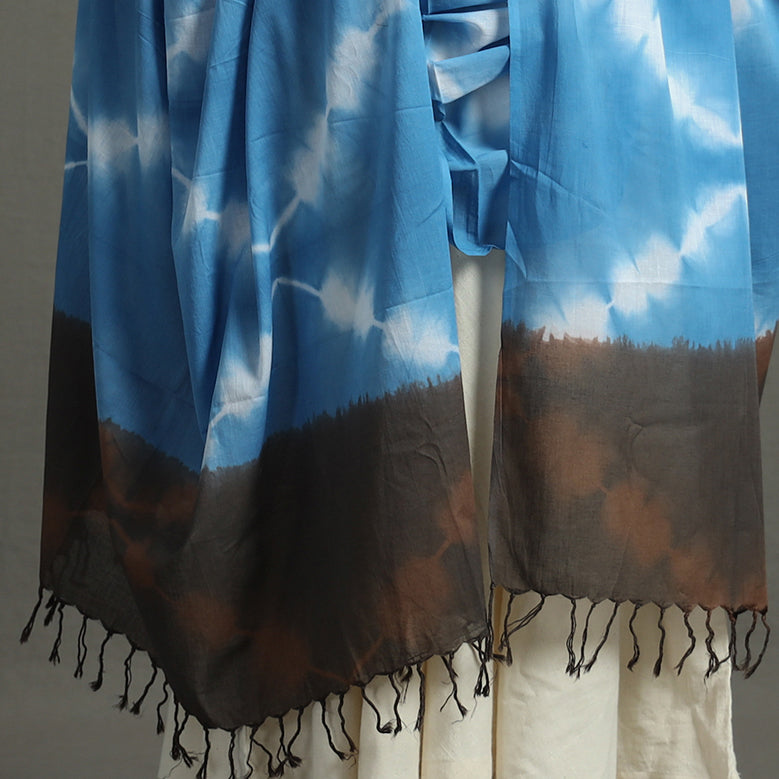 Shibori Tie-Dye Cotton Dupatta with Tassels 98 Online at iTokri.com