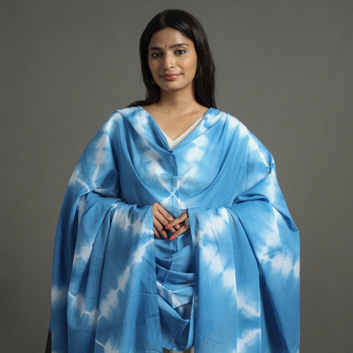 Shibori Tie-Dye Cotton Dupatta with Tassels 98 Online at iTokri.com