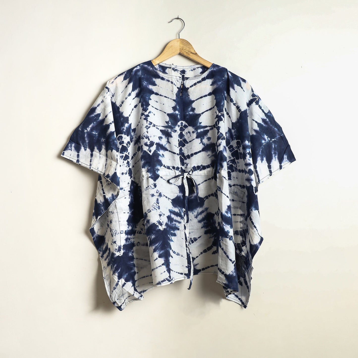 Blue Hand Block Print Kaftan & Pyjama Night Suit Set