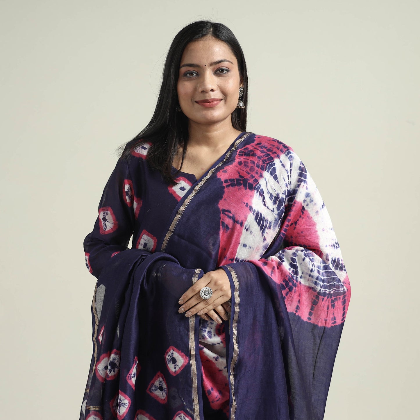 Shibori Kurta with Palazzo & Dupatta Set