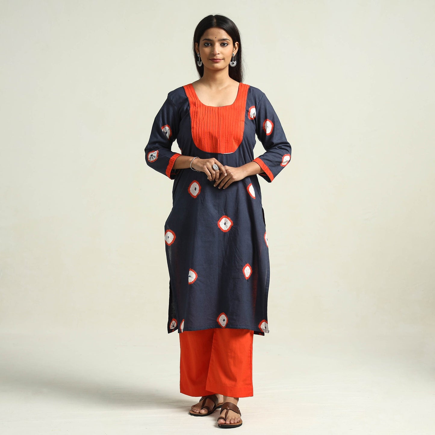 Blue - Shibori Tye-Dye Mul Cotton Kurta with Palazzo & Dupatta Set