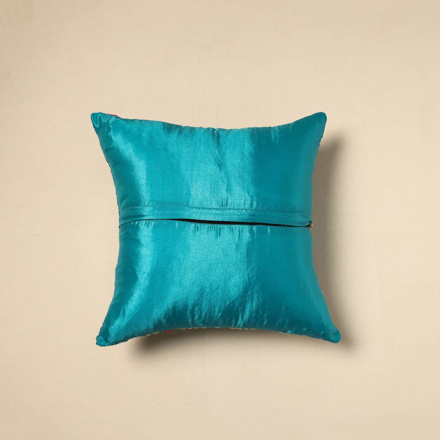 Silk Cotton Blue Phulkari Embroidered Cushion Cover
