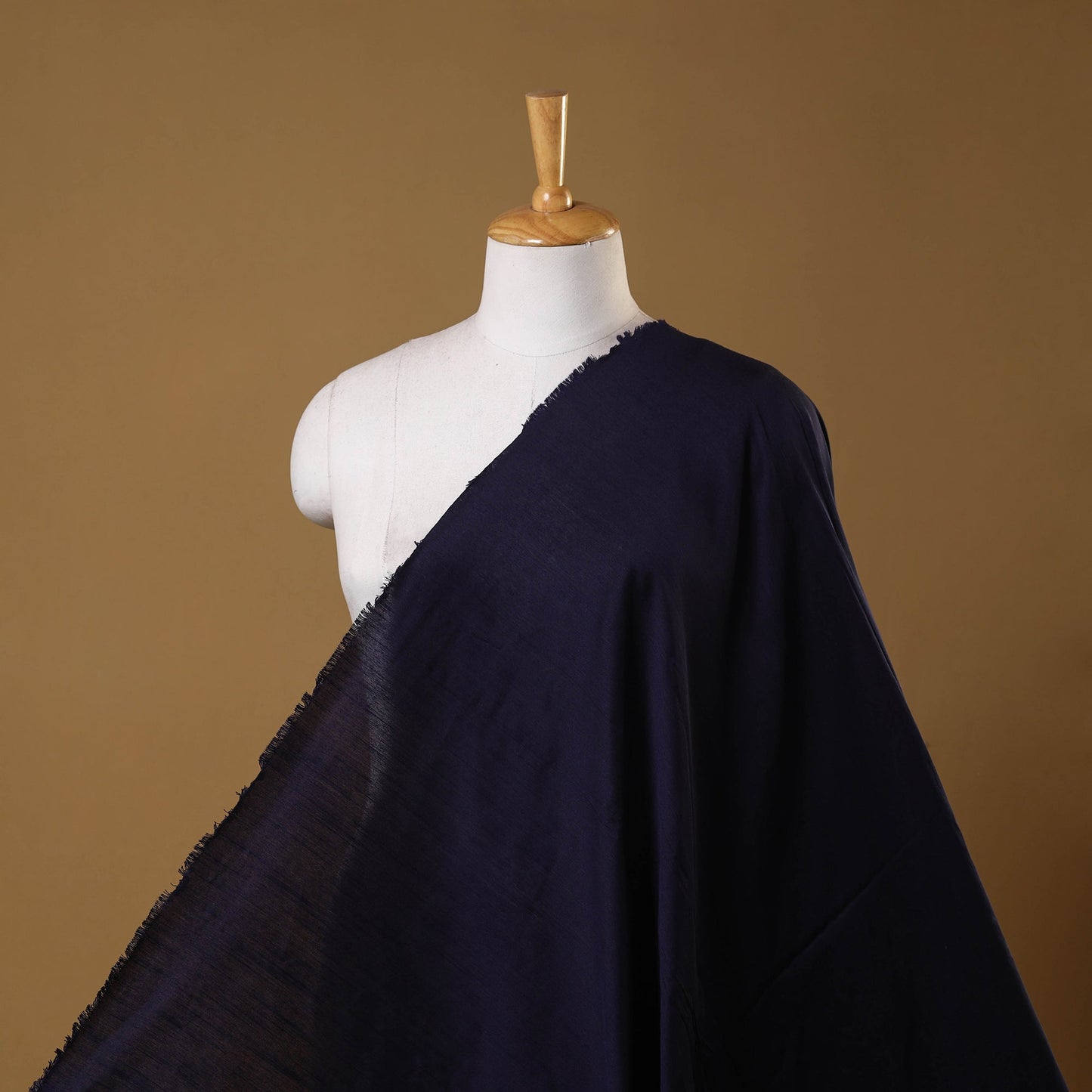 Blue - slub silk plain fabric 06 - handcrafted