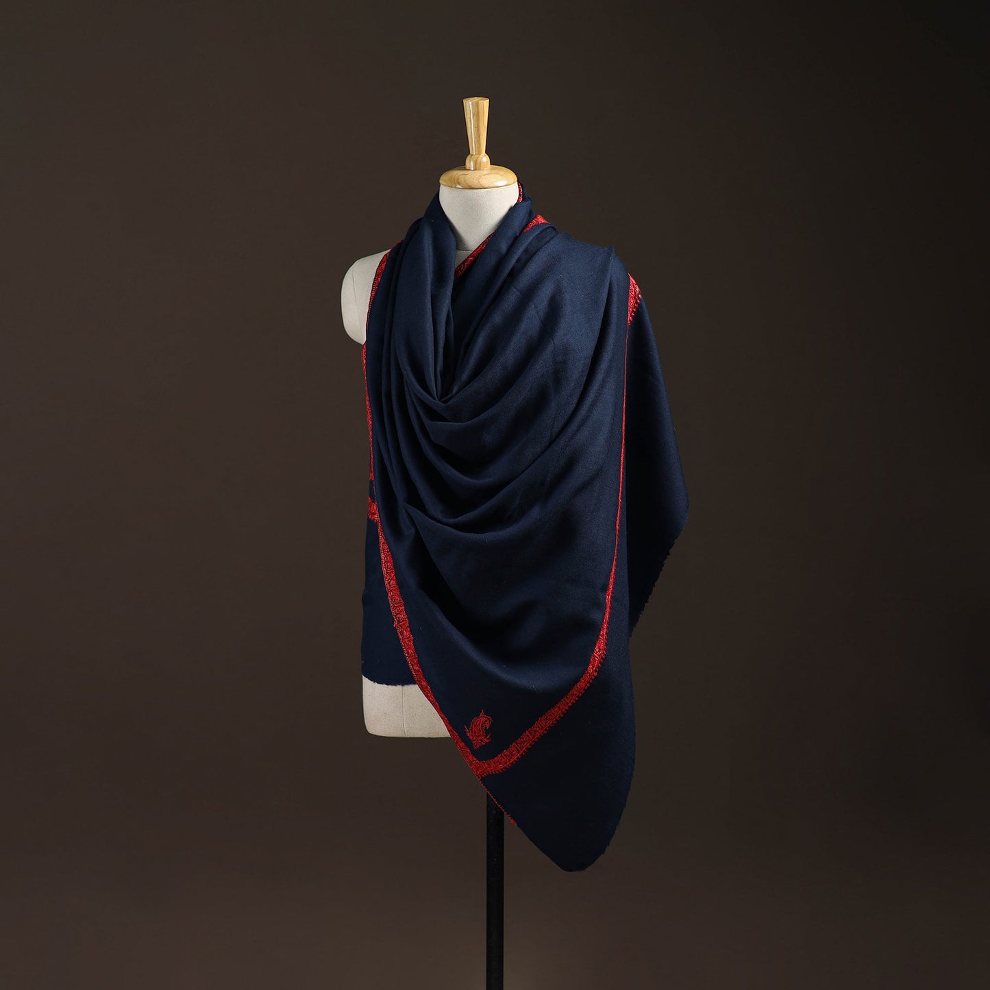 Blue - sozni hand embroidery merino wool handwoven kashmiri