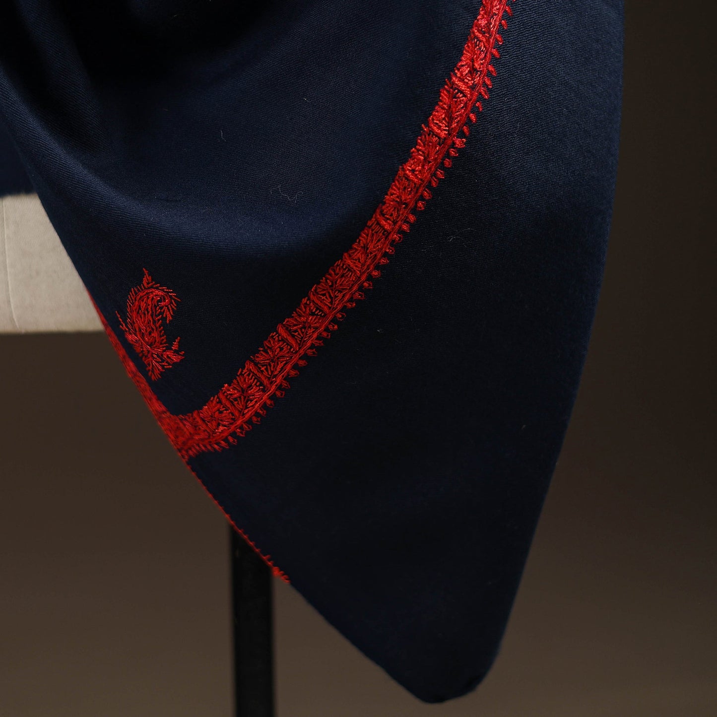 Blue - sozni hand embroidery merino wool handwoven kashmiri