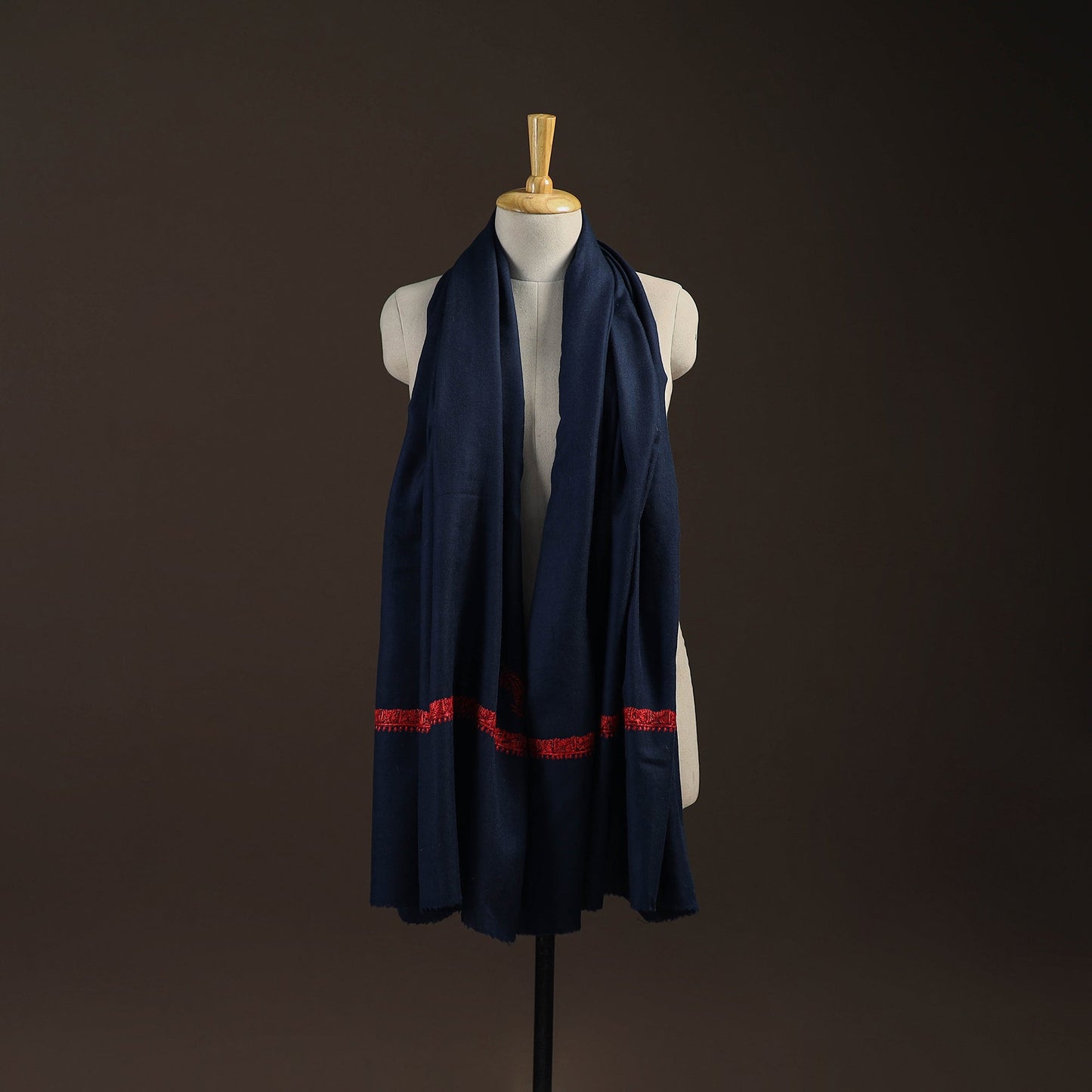 Blue - sozni hand embroidery merino wool handwoven kashmiri