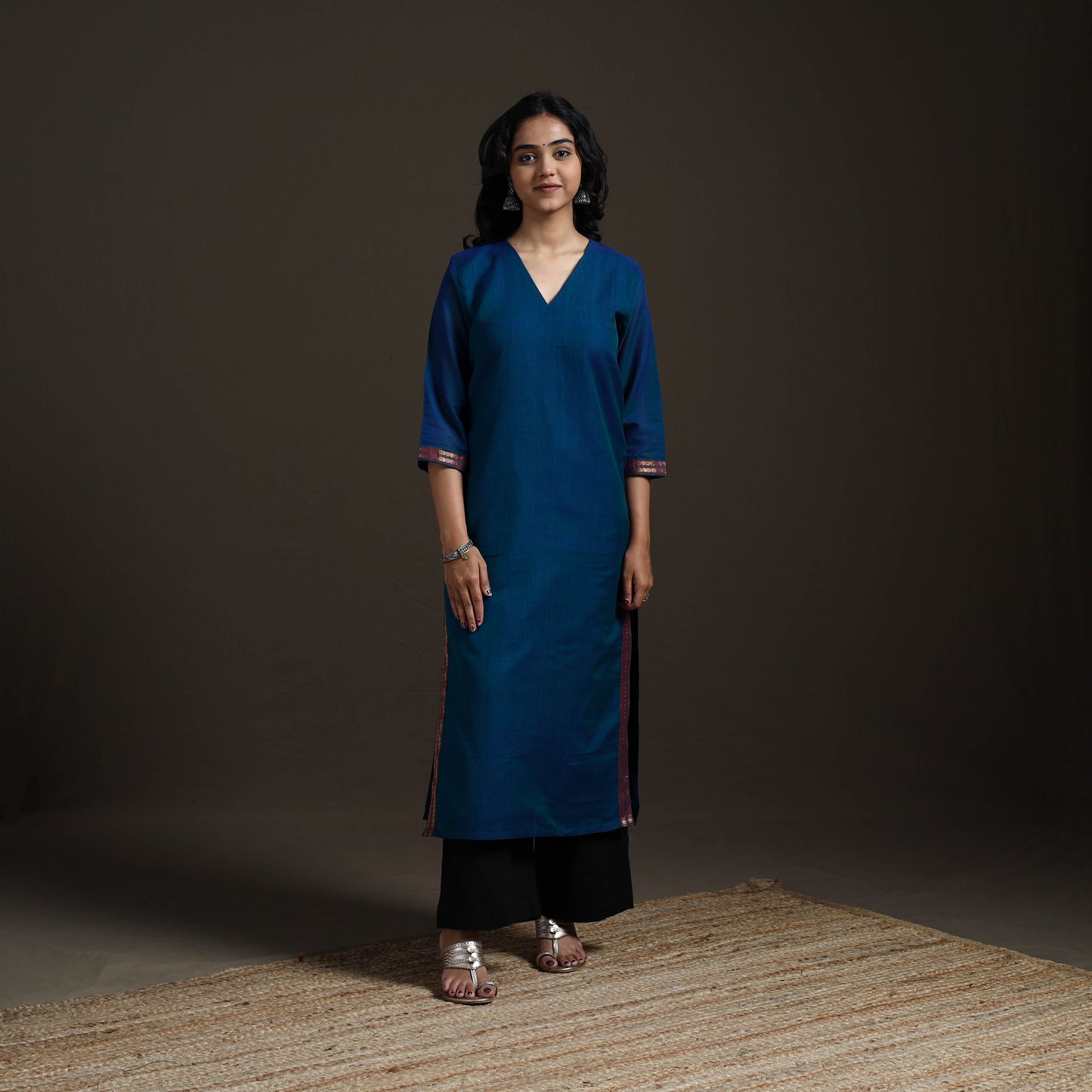 Straight cotton dharwad kurta for women 19 - handcrafted