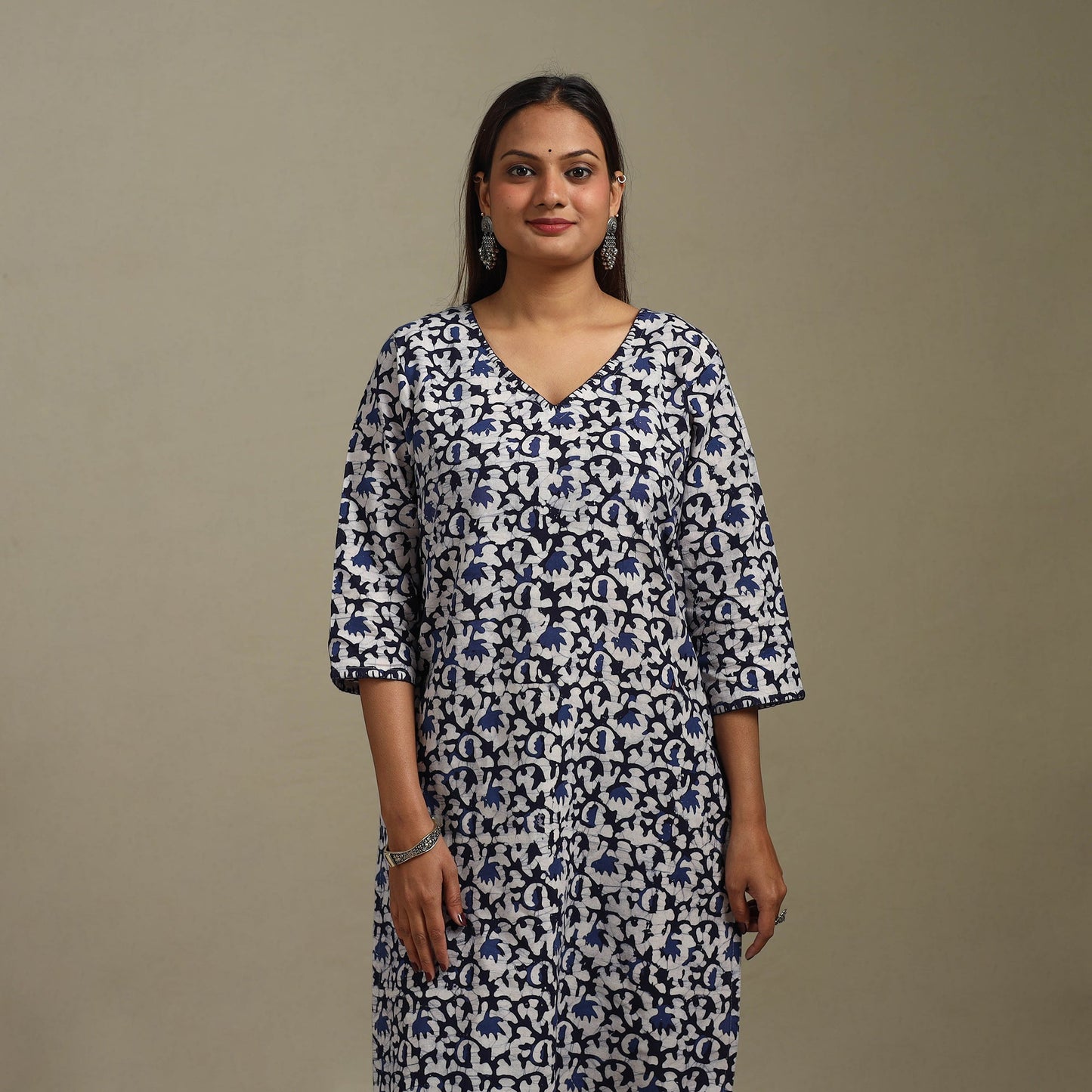 Straight embroidered cotton hand batik kurta for women 34