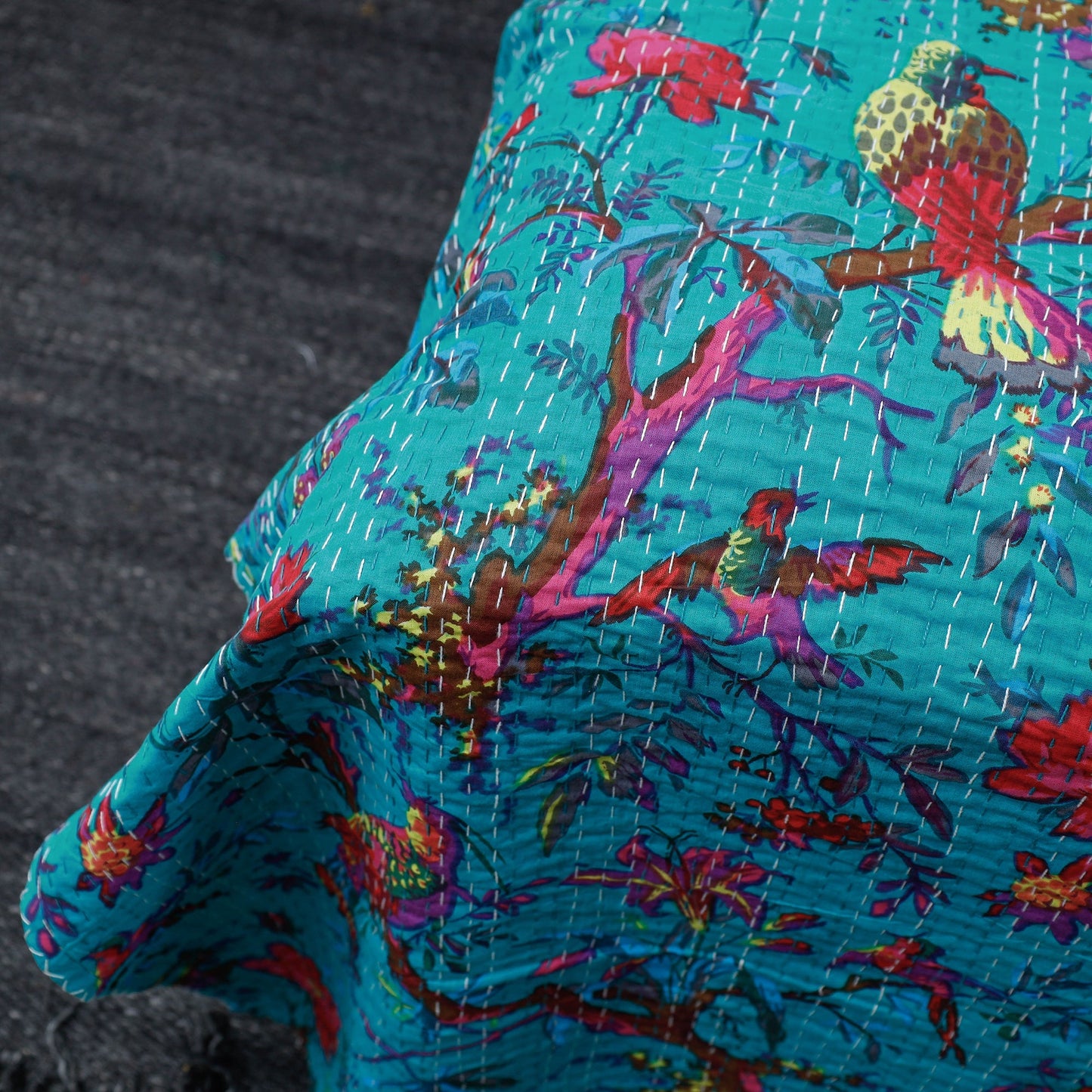 Tagai Work Jaipur Hand Block Printed Cotton Double Bed Cover