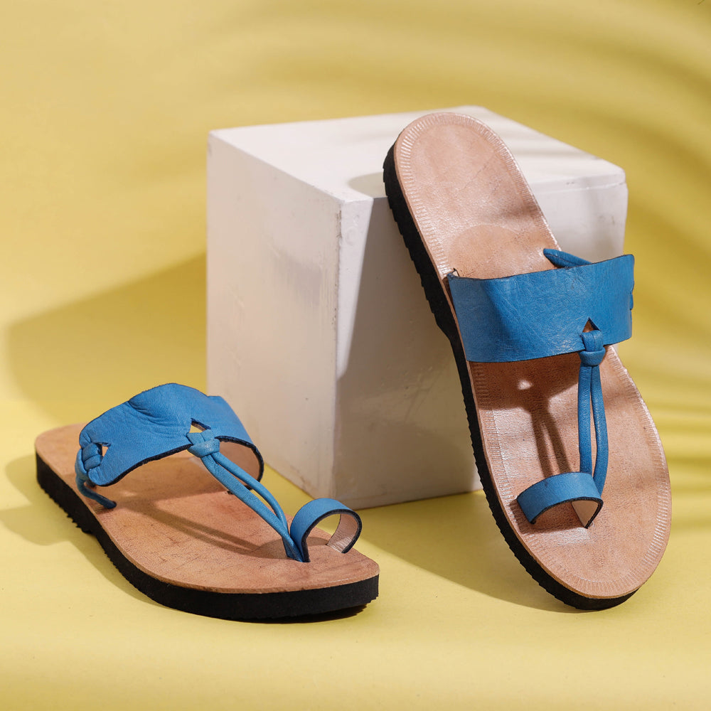 Toe Ring Handcrafted Women's Leather Slippers with Suede