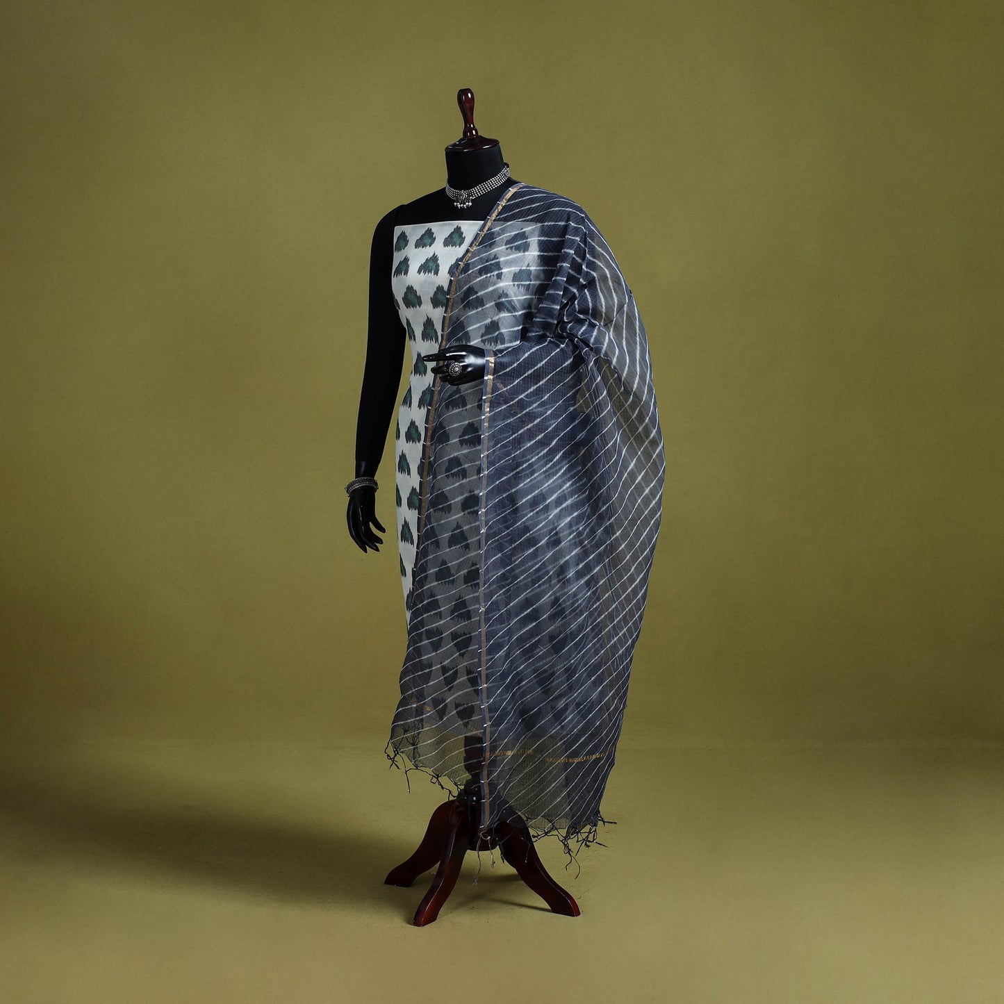 Blue - tie-dye kota doria cotton leheriya dupatta 01