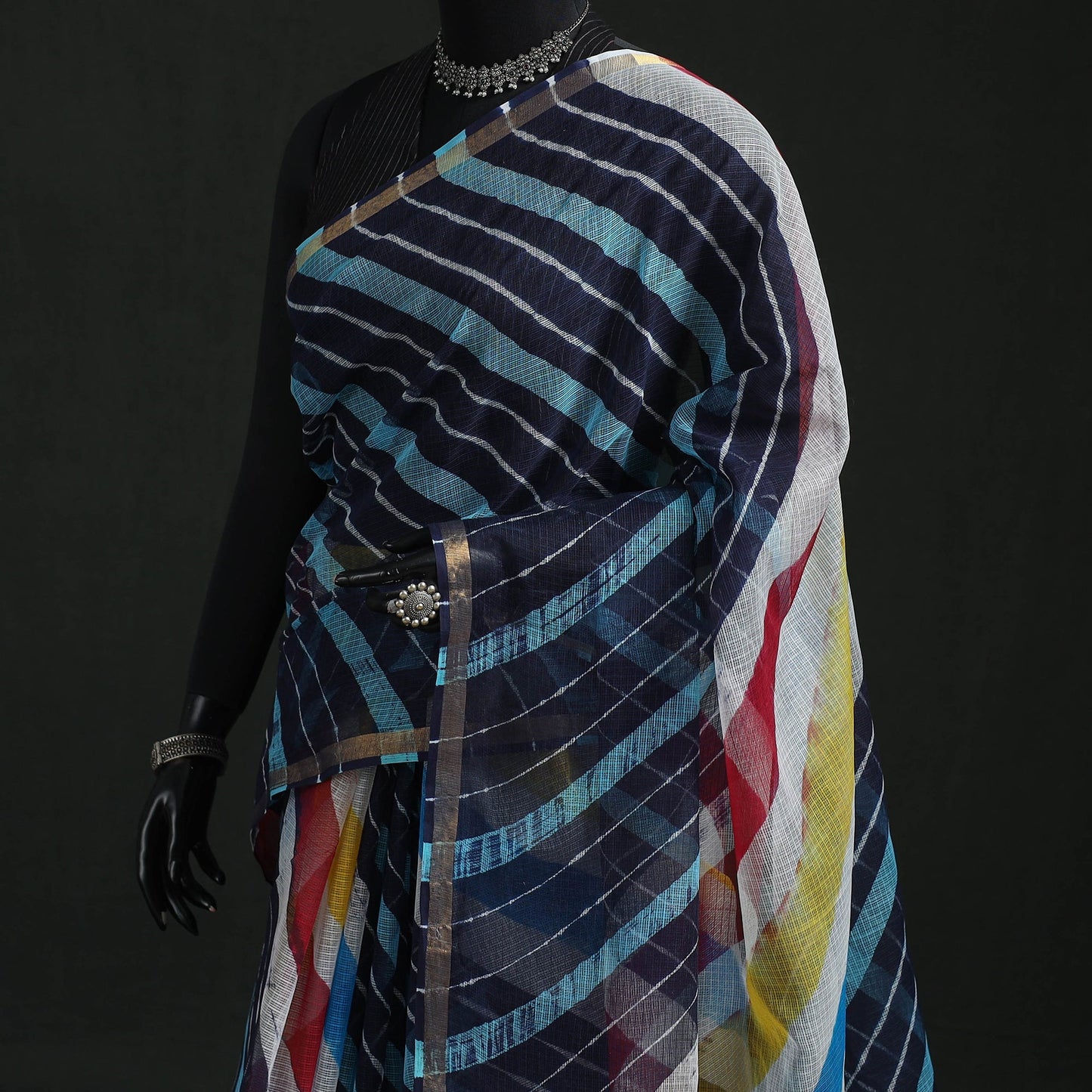 Tie-dye kota doria cotton leheriya saree 09 - handcrafted