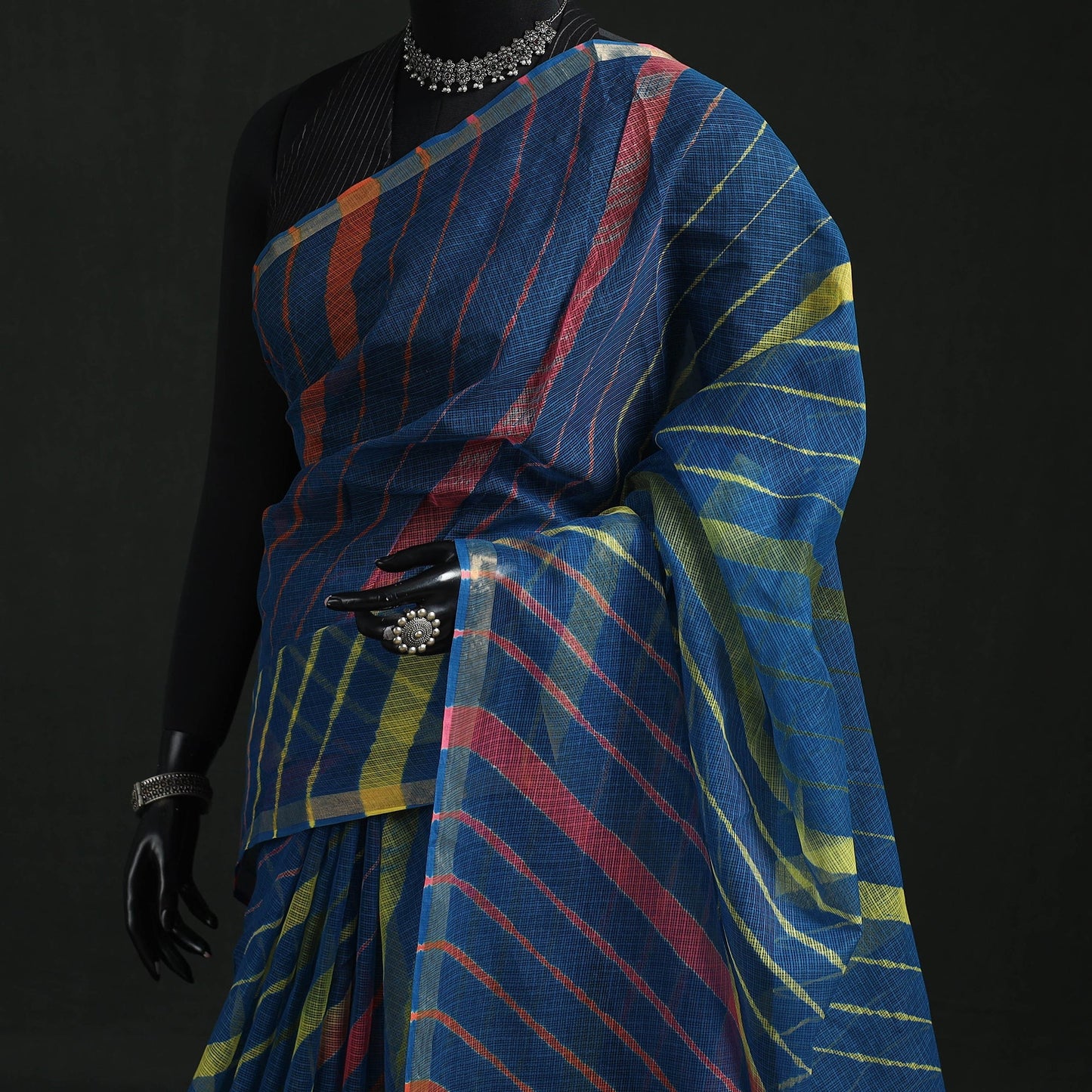 Tie-dye kota doria cotton leheriya saree 12 - handcrafted