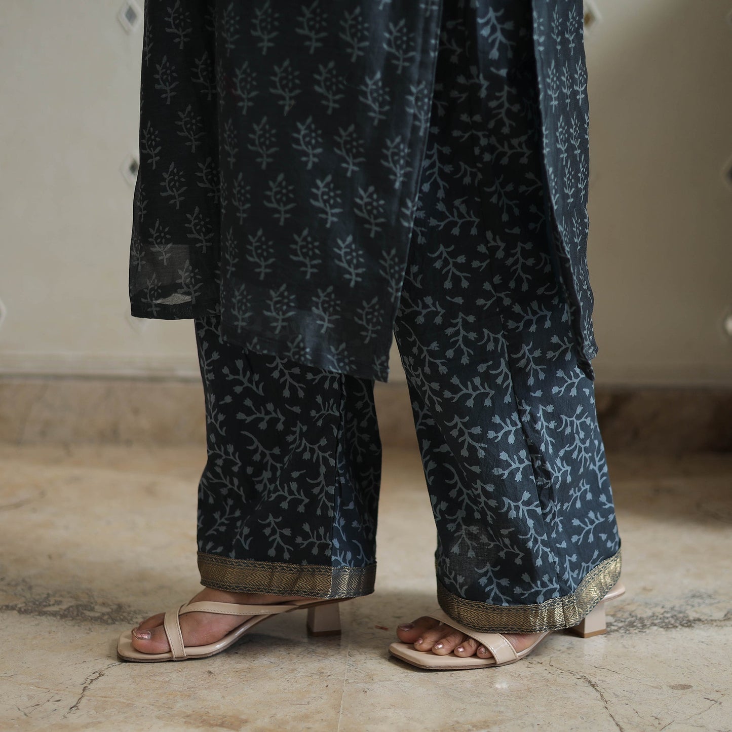 Buy Traditional Maheshwari Silk Bagru Print Kurta Set