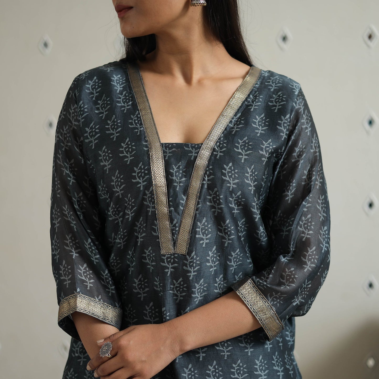 Buy Traditional Maheshwari Silk Bagru Print Kurta Set