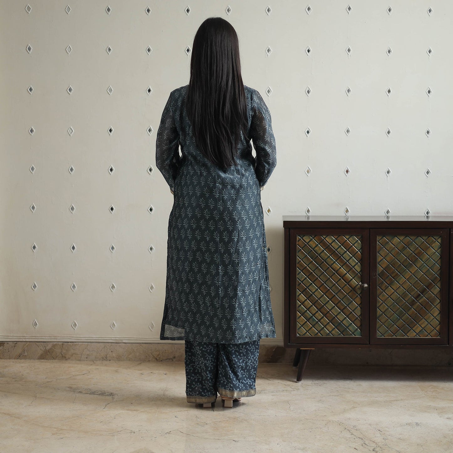 Buy Traditional Maheshwari Silk Bagru Print Kurta Set