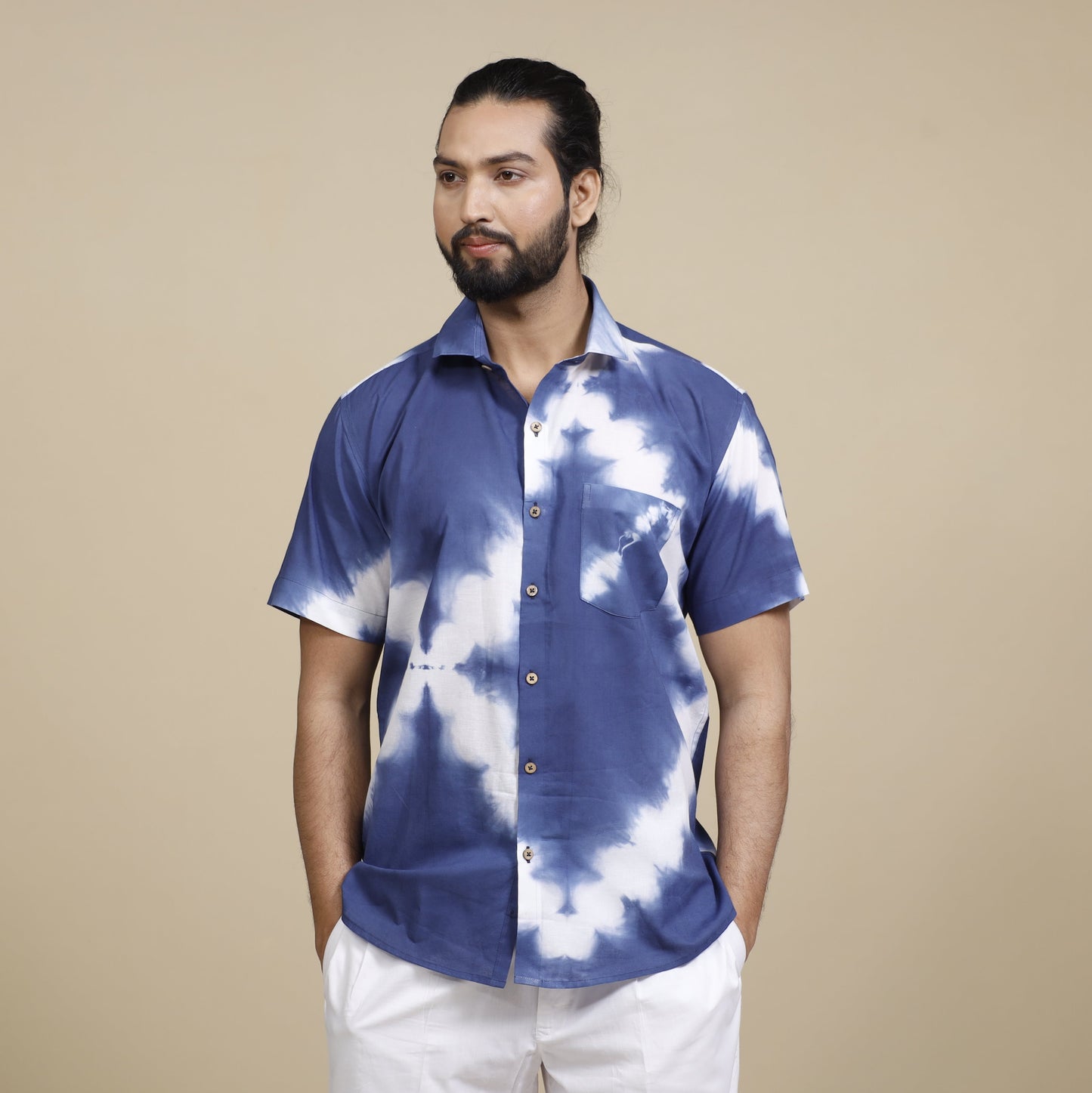 Bagru Dabu Block Printed Cotton Men Full Sleeve Shirt