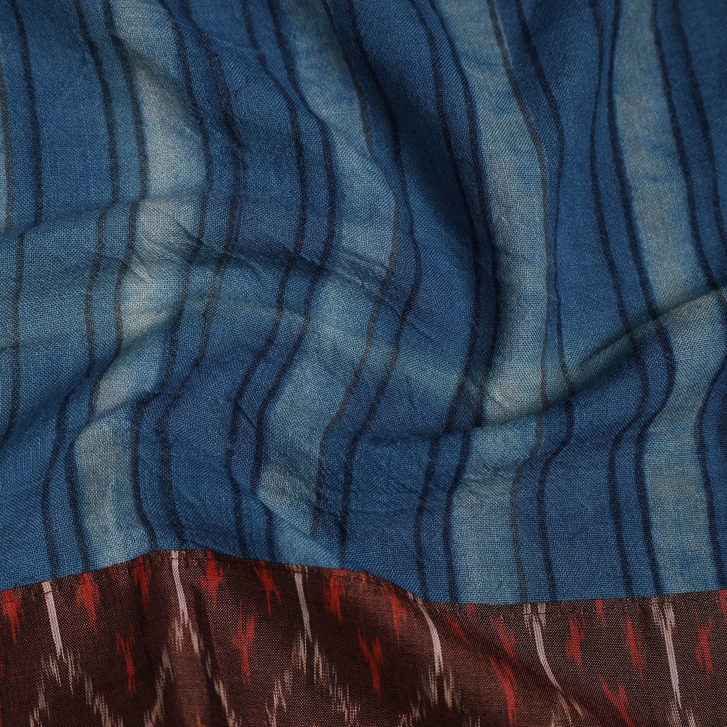 Buy Blue Block Print Woollen Akola Blouse Piece