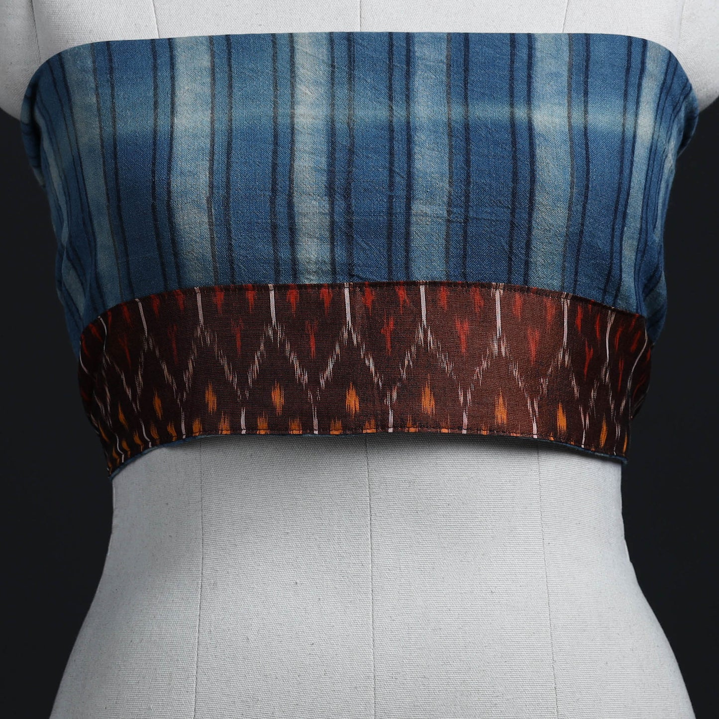 Buy Blue Block Print Woollen Akola Blouse Piece