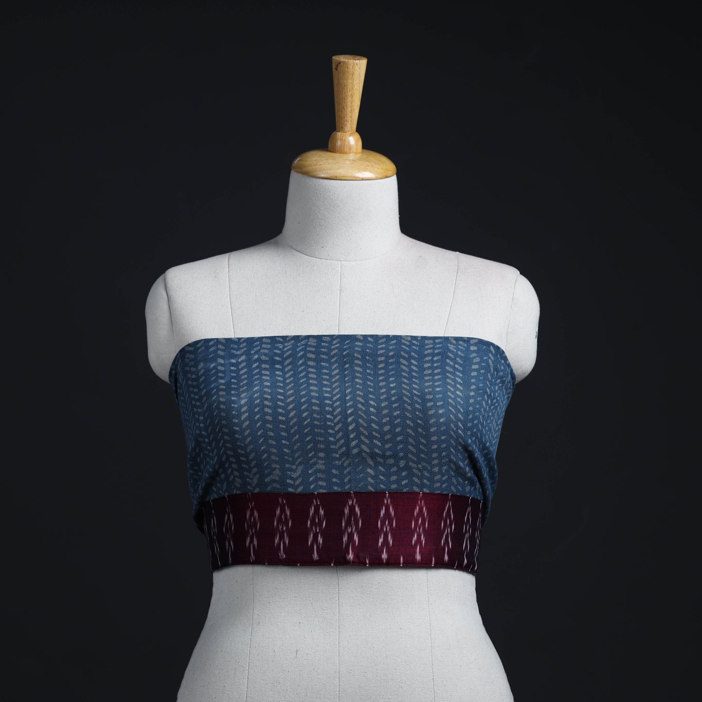 Buy Blue Block Print Woollen Akola Blouse Piece