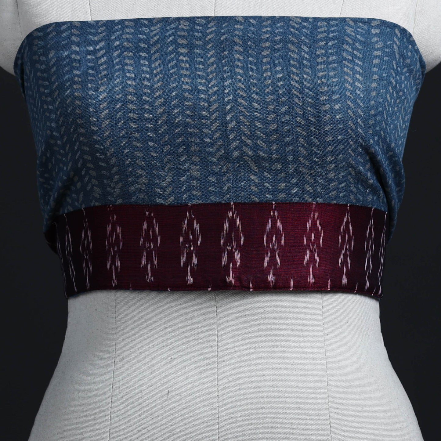 Buy Blue Block Print Woollen Akola Blouse Piece