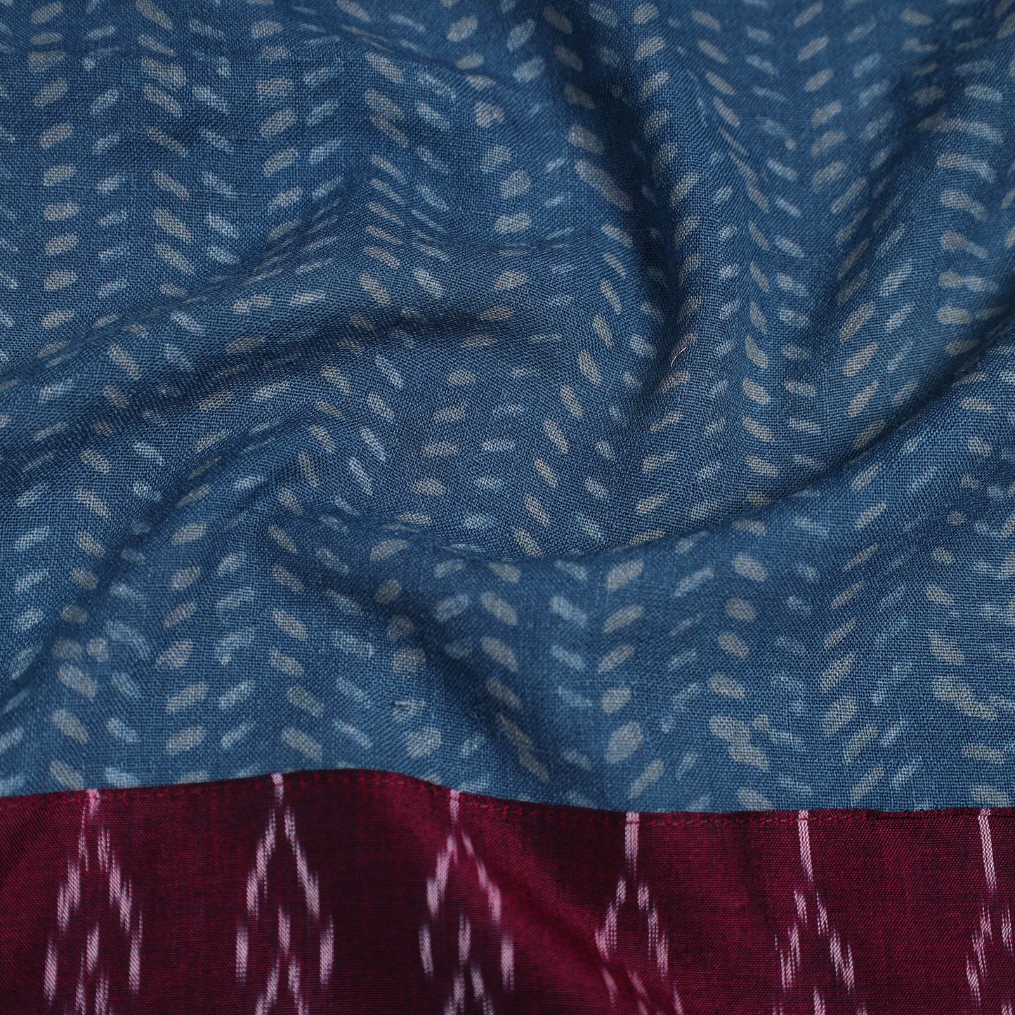 Buy Blue Block Print Woollen Akola Blouse Piece