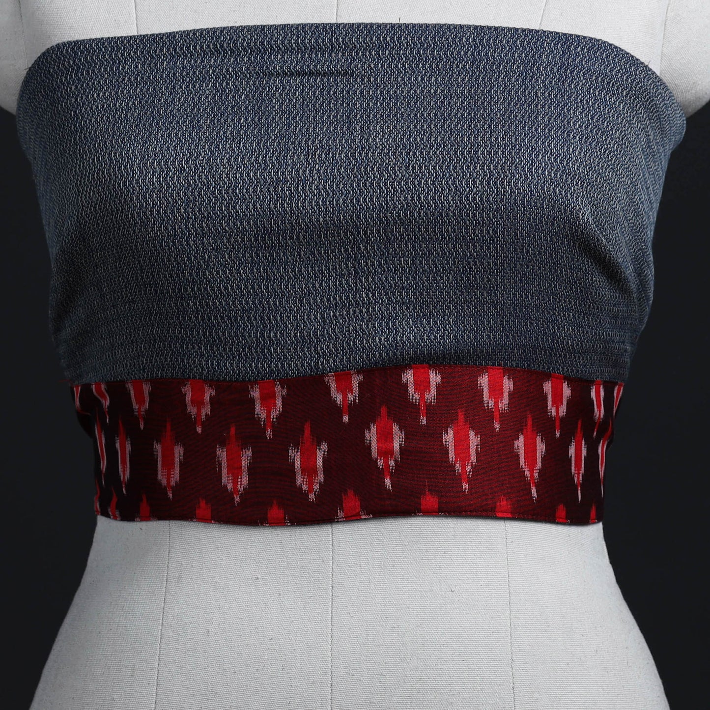 Blue - woollen plain blouse piece 07 - handcrafted