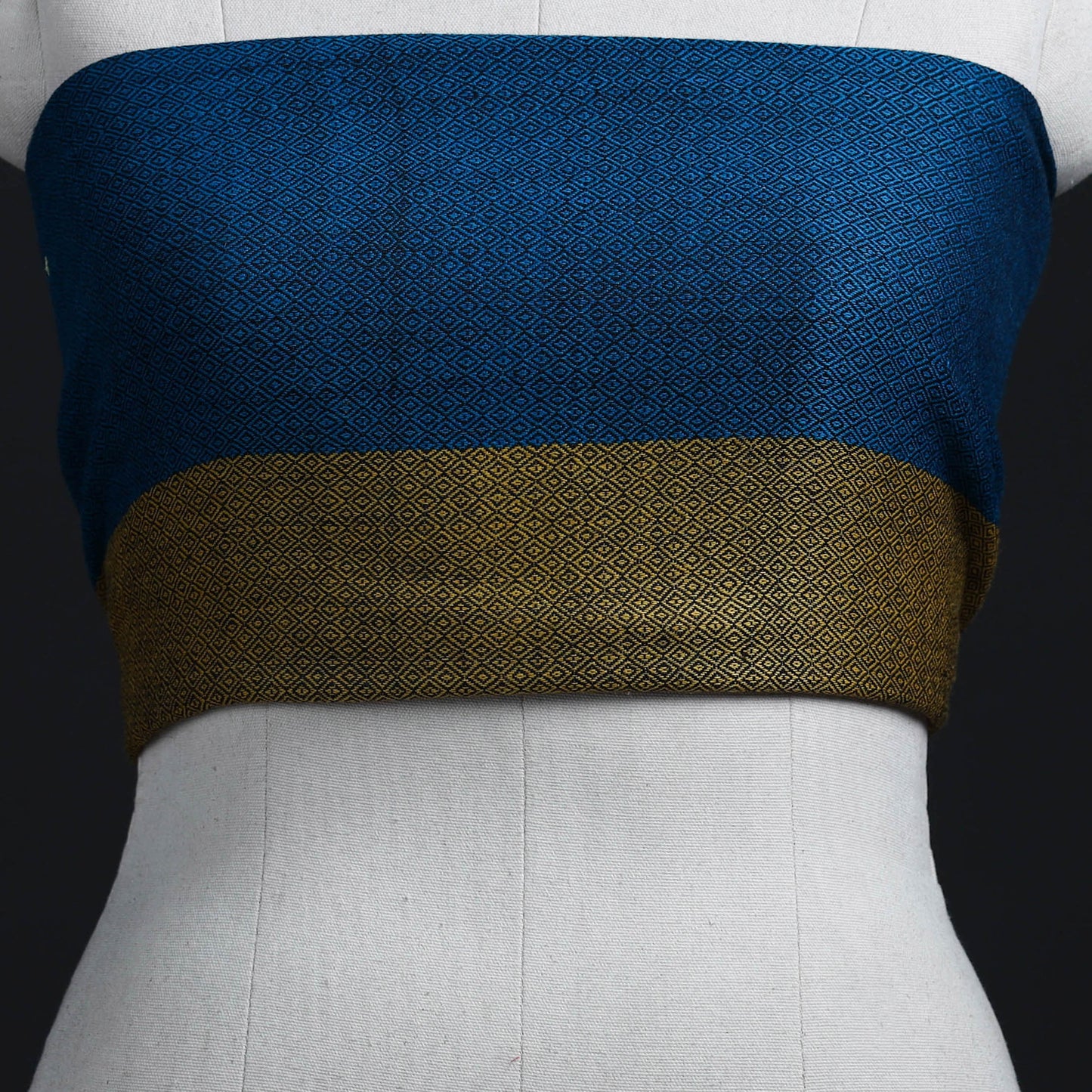 Blue - woollen plain blouse piece 16 - handcrafted