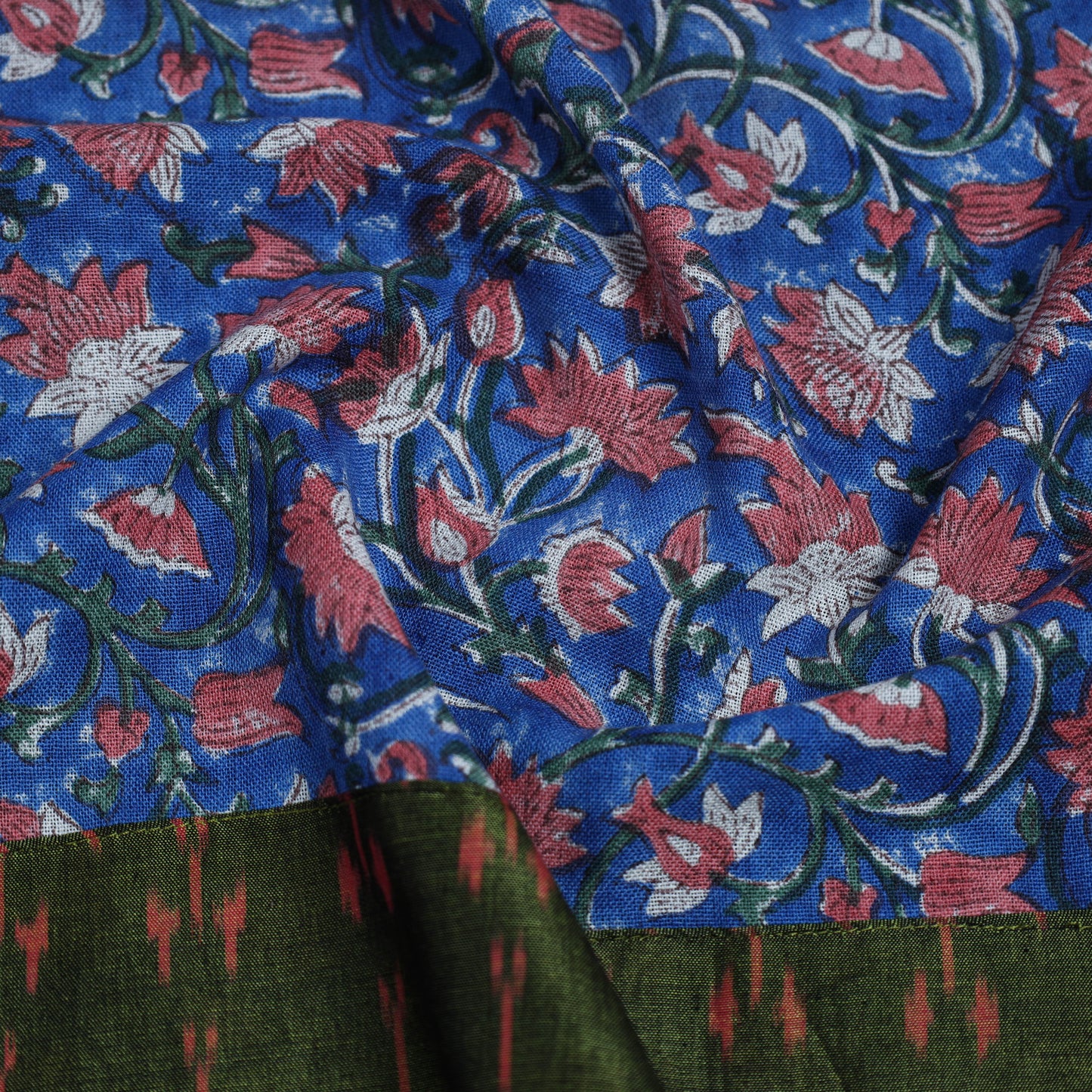 Blue - woollen sanganeri blouse piece 71 - handcrafted