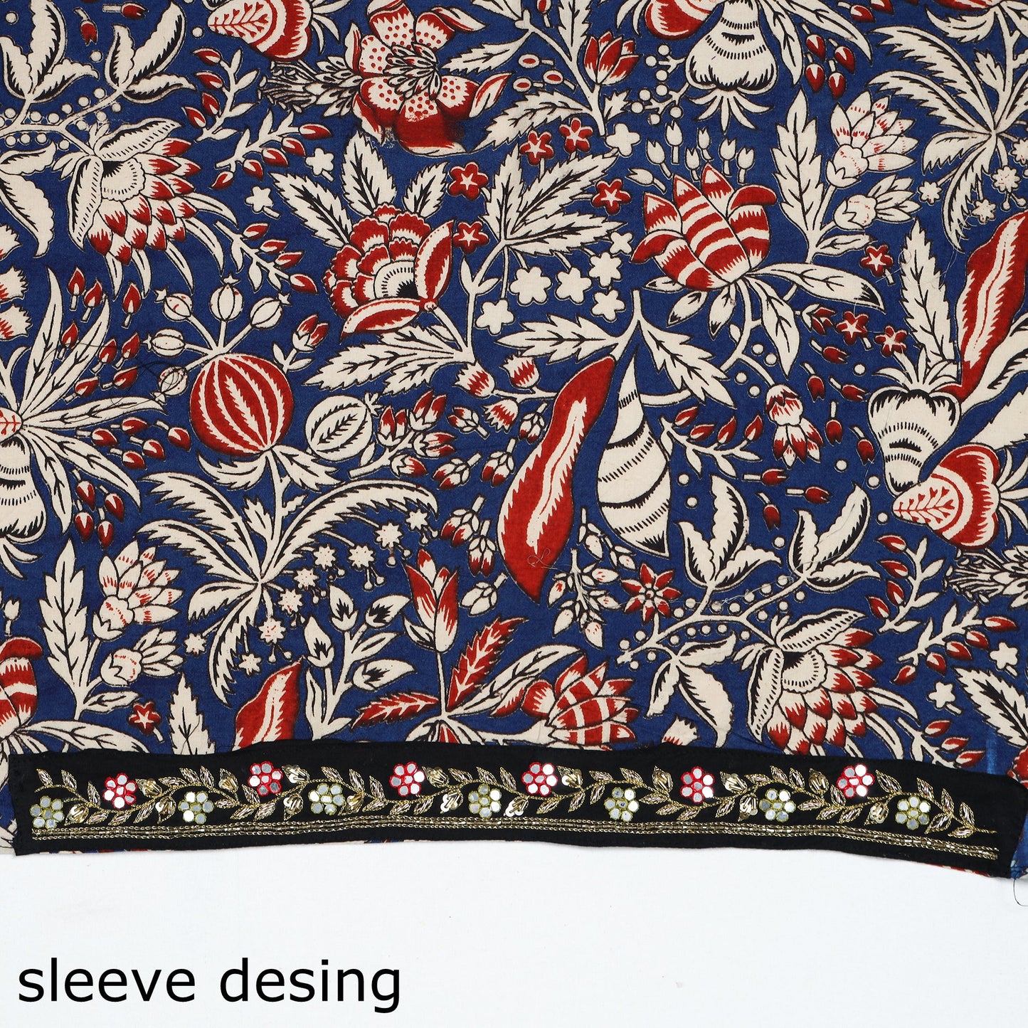 Buy Zardozi Hand Embroidered Kalamkari Cotton Blouse Piece 08 Online at iTokri.com