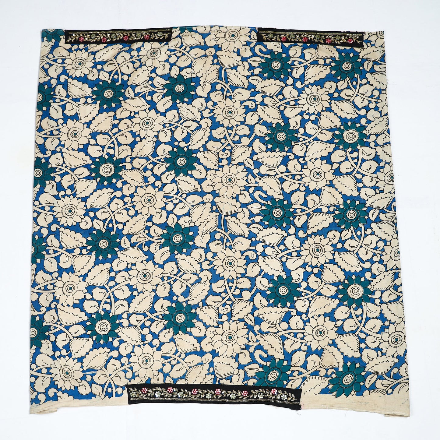 Buy Zardozi Hand Embroidered Kalamkari Cotton Blouse Piece 32 Online at iTokri.com