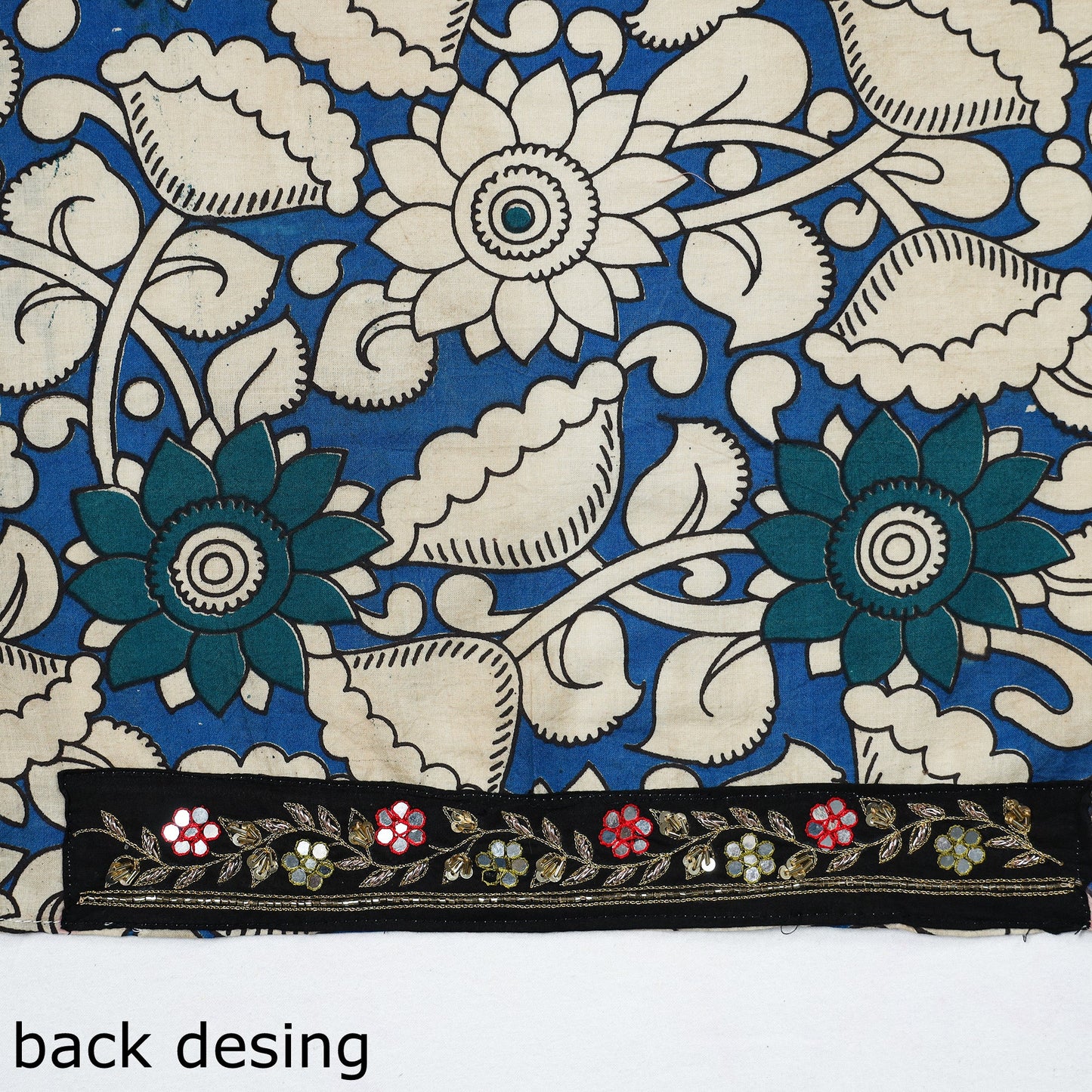 Buy Zardozi Hand Embroidered Kalamkari Cotton Blouse Piece 32 Online at iTokri.com